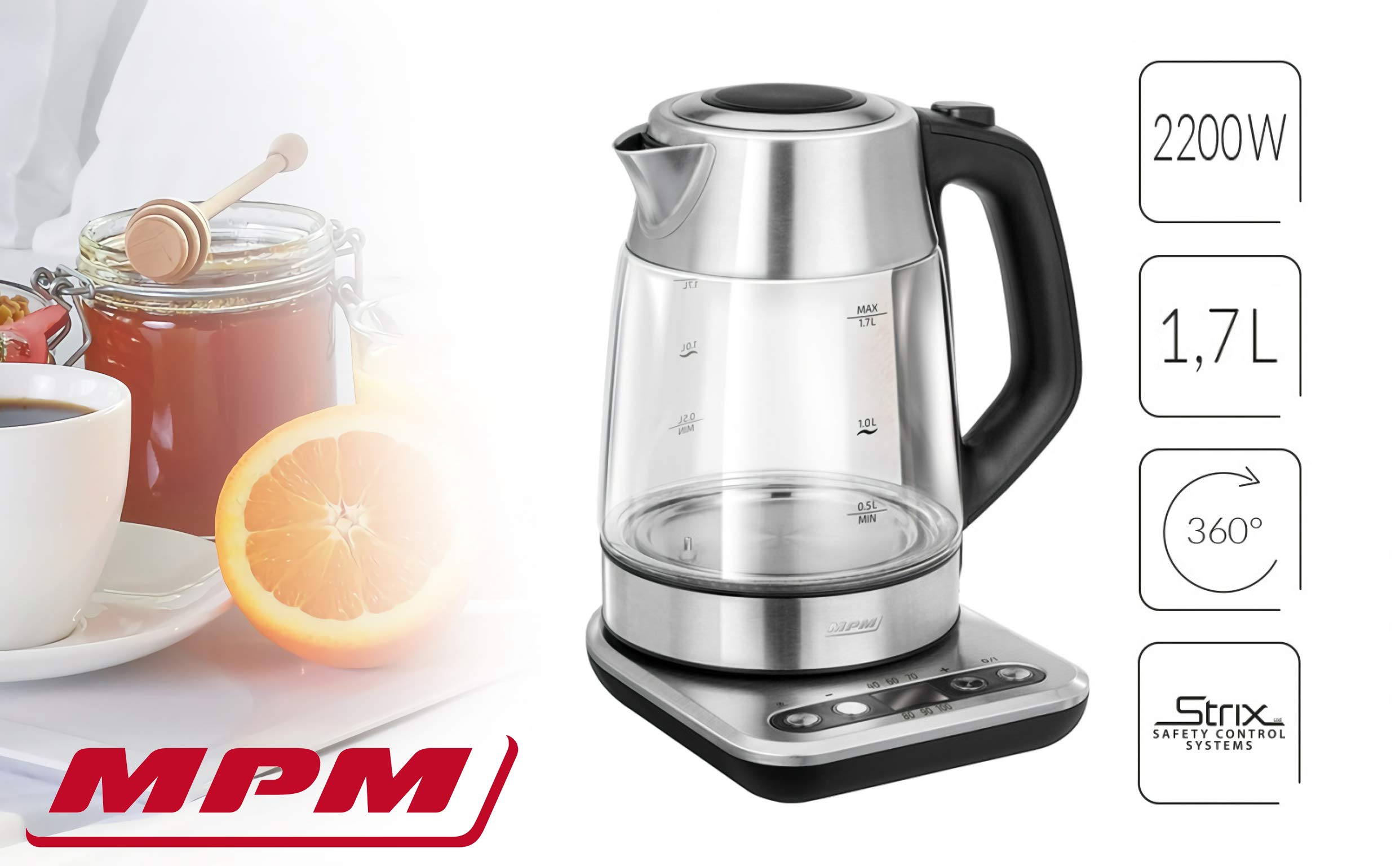 MPM MCZ-97 Bollitore Vetro 1,7 L Temperatura 2200W