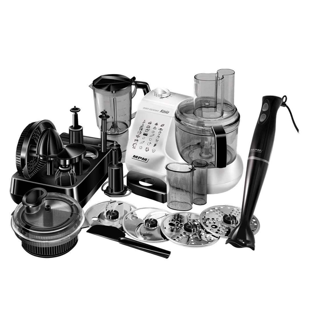 MPM MRK-12 Kasia Robot Cucina 800W 1,5L 8 Accessori