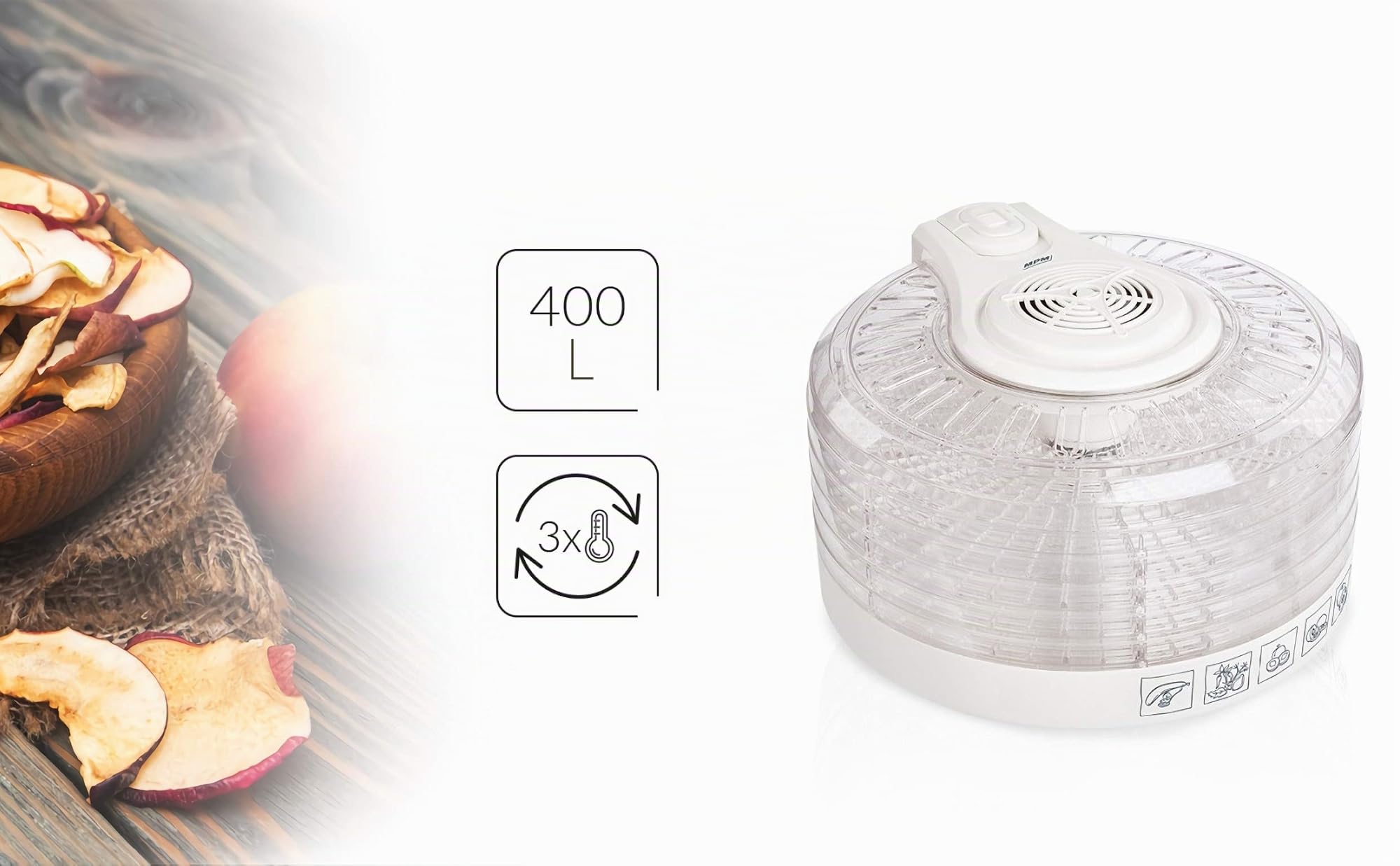 MPM MSG-02 Essiccatore Frutta Bianco 400W 5 Vassoi