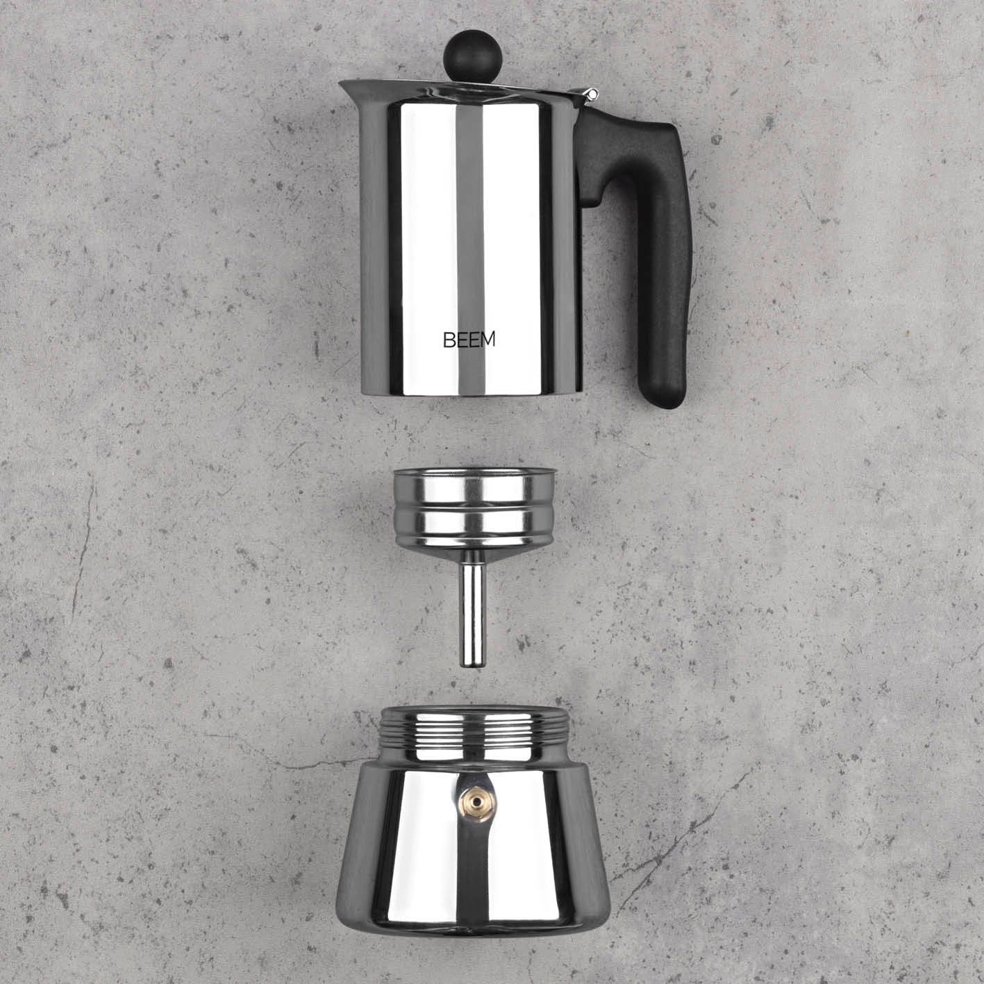 Beem Espressokocher moka acciaio 4 tazze induzione