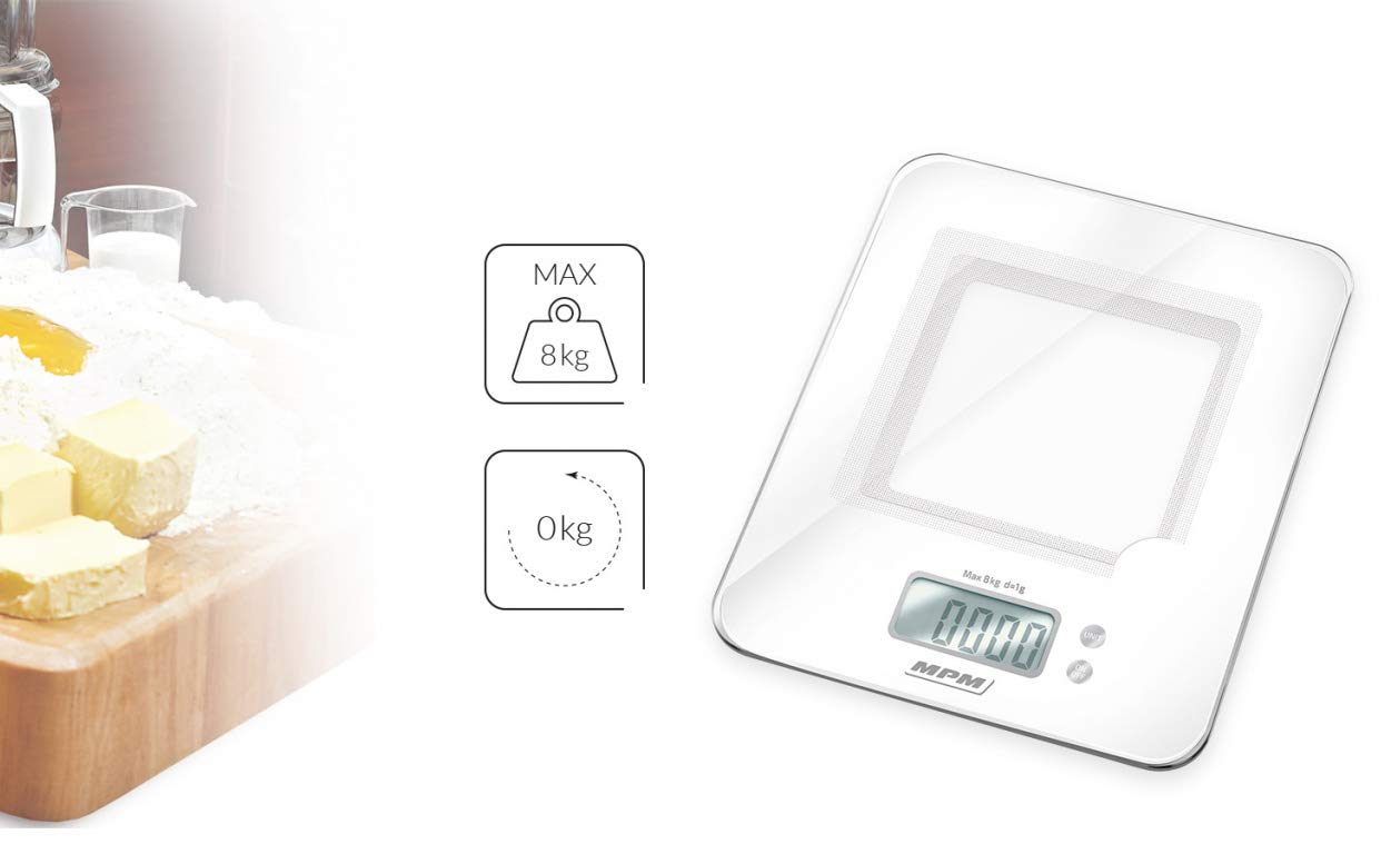MPM MWK-03 Bilancia Cucina Digitale 8 kg Grigio