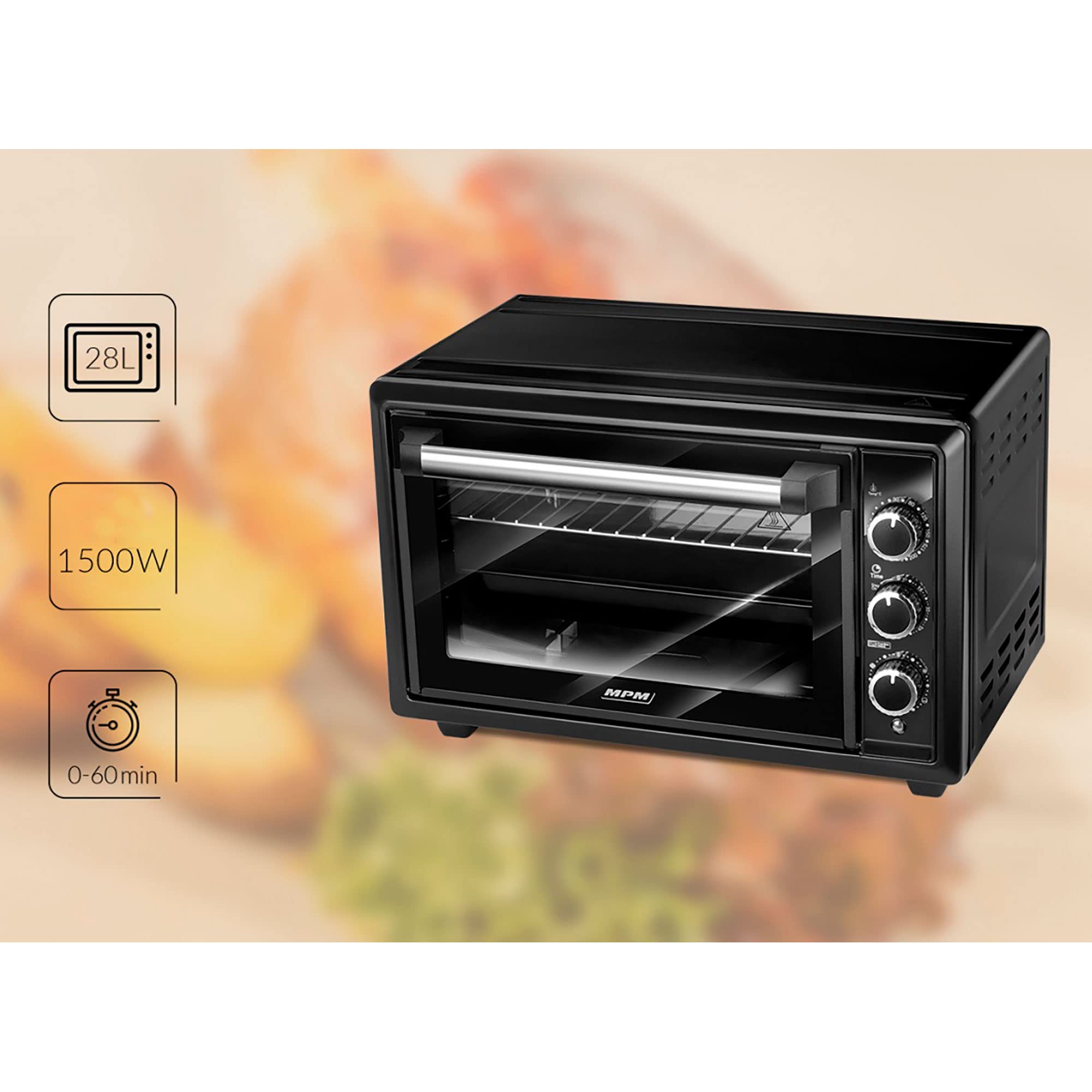 MPM MPE-28/T mini forno 28 L nero 1500 W