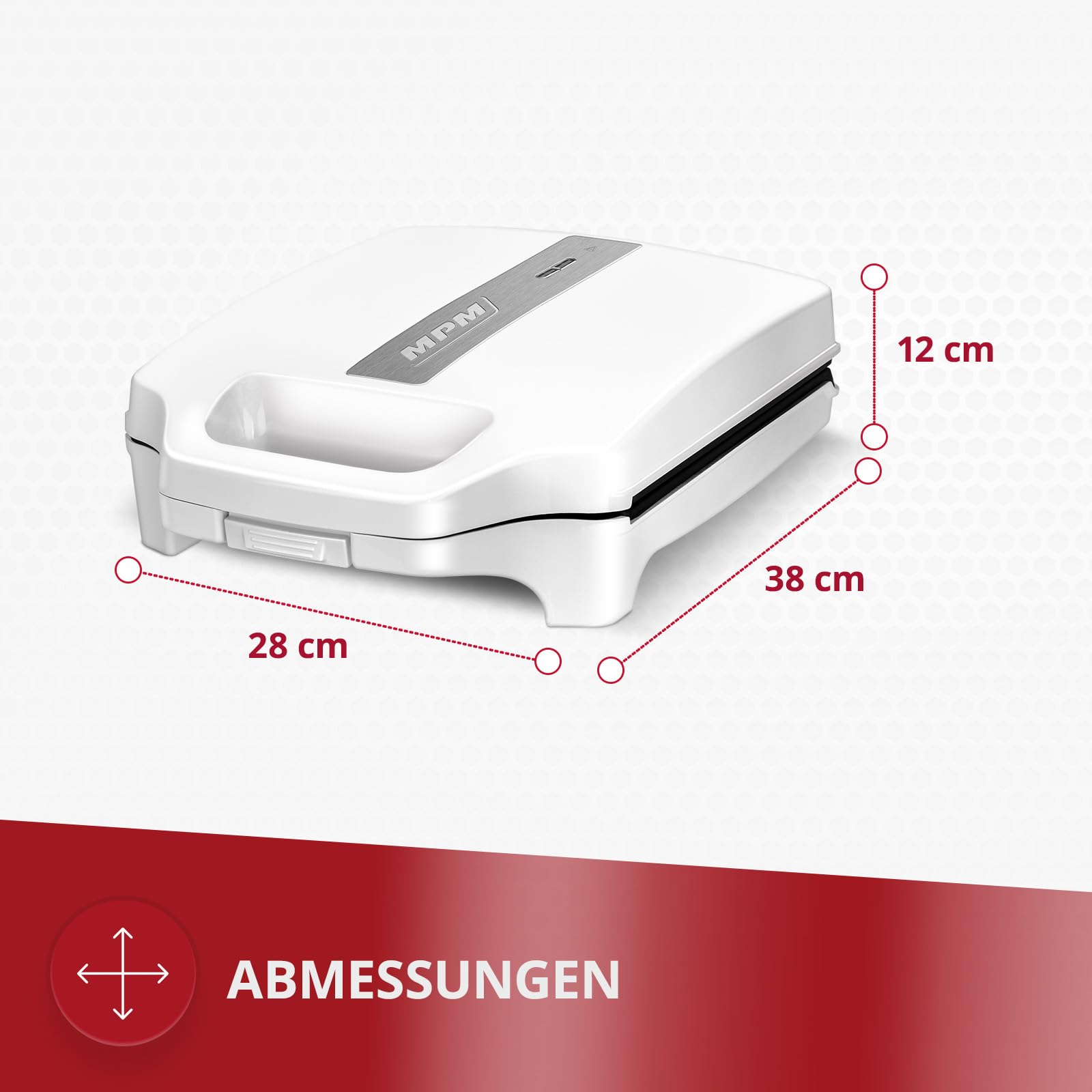 MPM MOP-35 Tostapane Sandwich 4 Panini Bianco 1600W