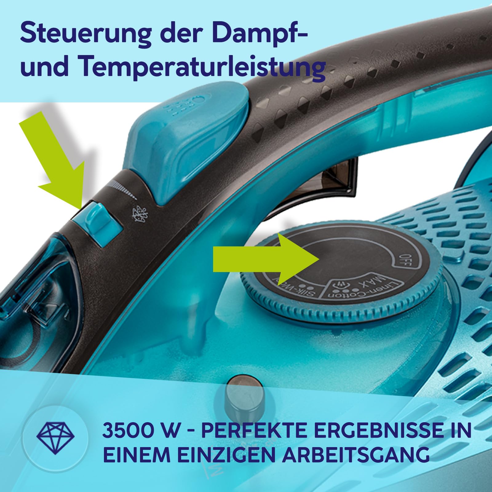 MPM Ferro da Stiro a Vapore 3500 W Suola in Ceramica