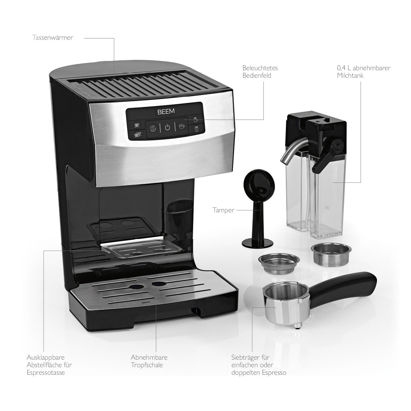 Beem Espresso-Classico II portafiltro 15 bar 1,4 L latte