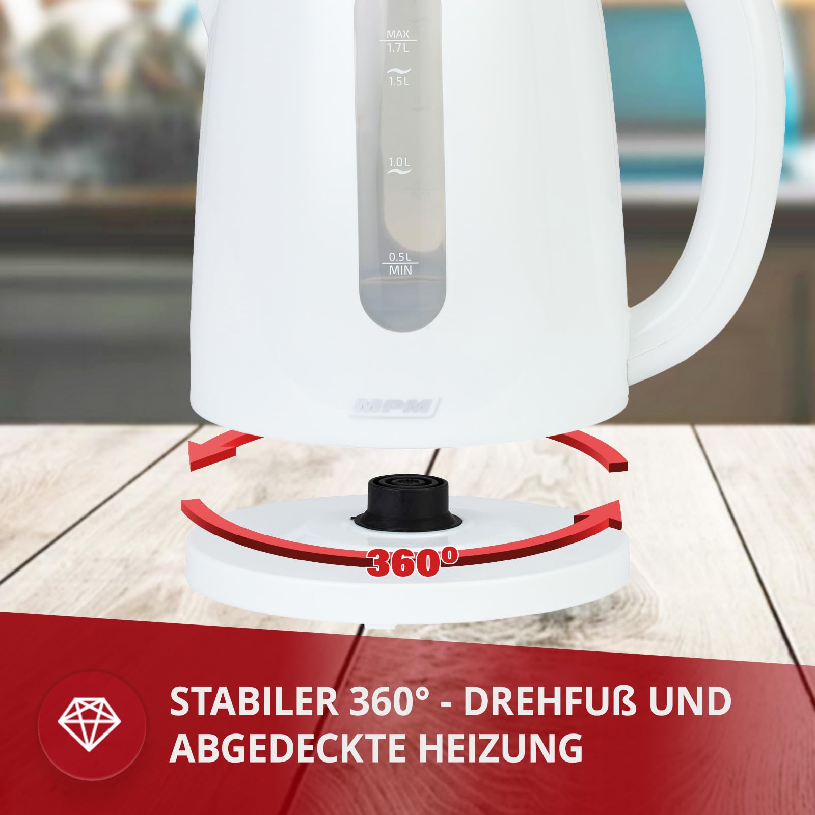 MPM MCZ-85 bollitore elettrico bianco 1,7 L 2200W