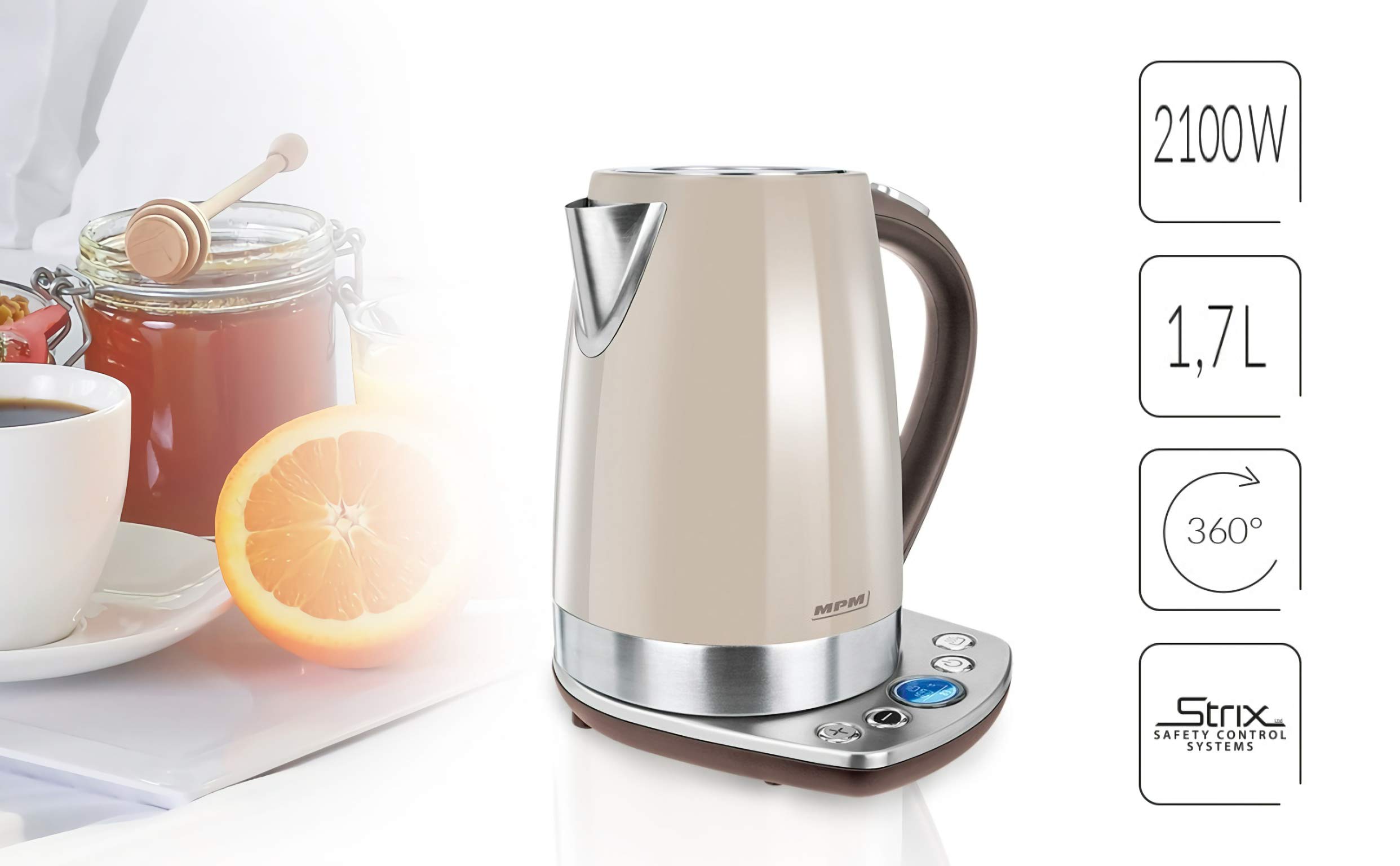 MPM MCZ-63 bollitore elettrico acciaio 1,7 L controllo temperatura
