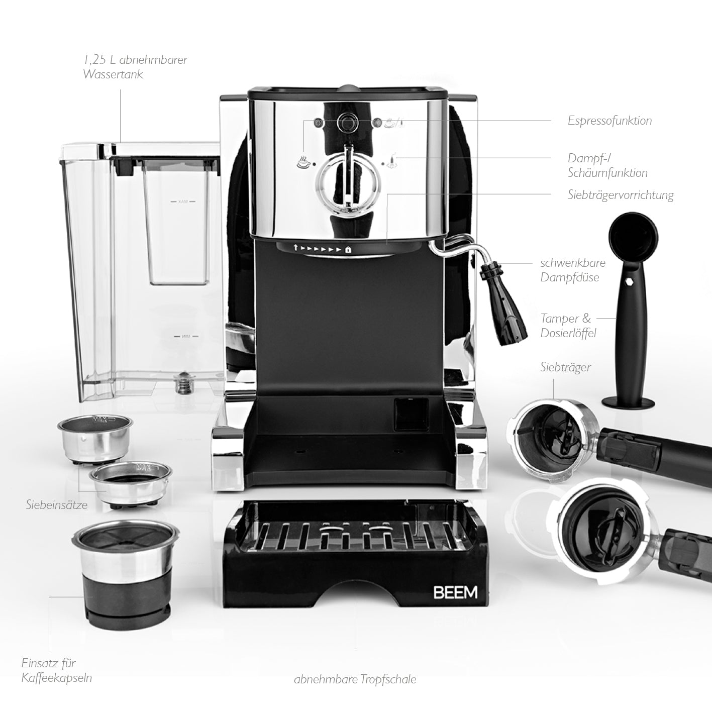 Beem Espresso-Perfect macchina espresso 20 bar 1,25 L