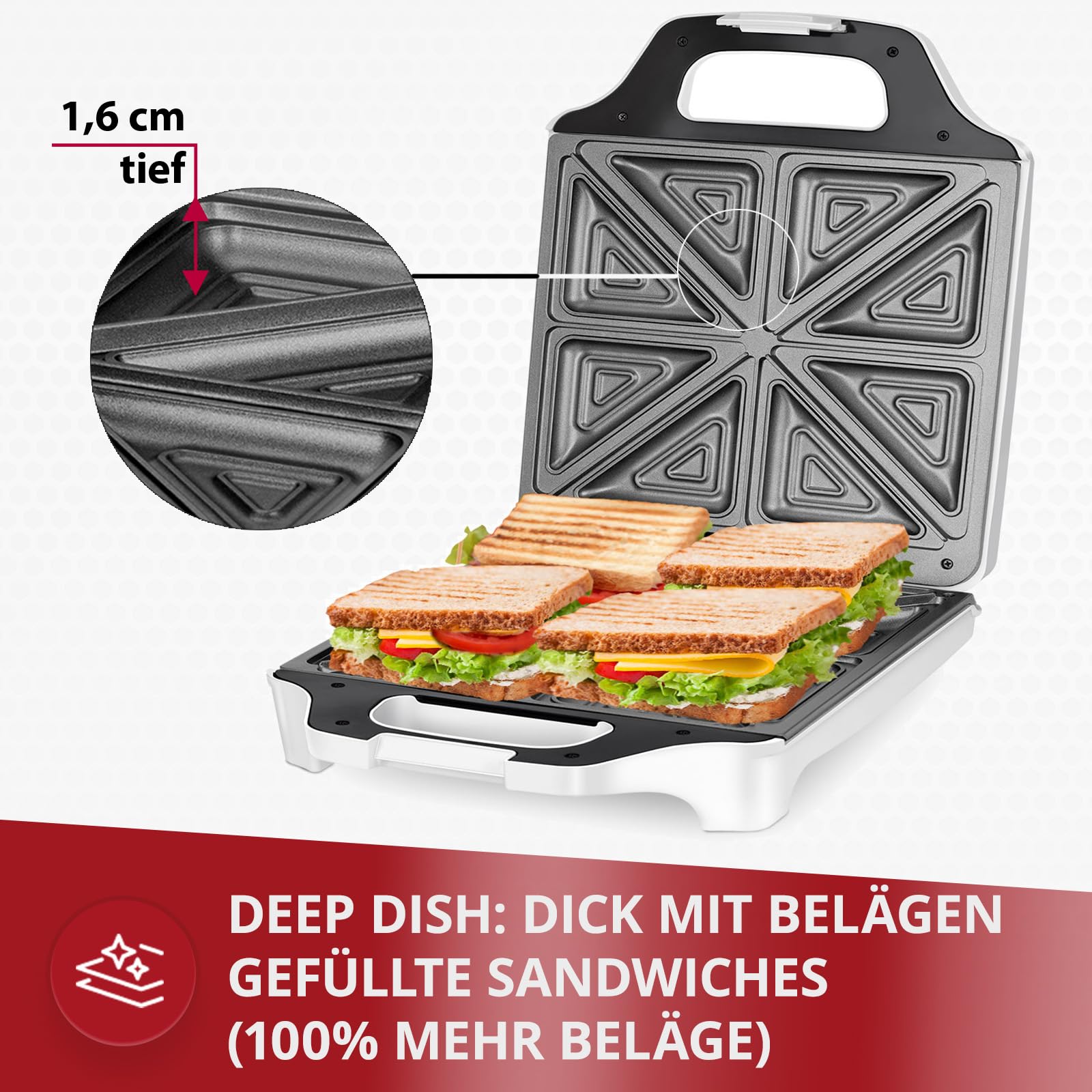 MPM MOP-35 Tostapane Sandwich 4 Panini Bianco 1600W