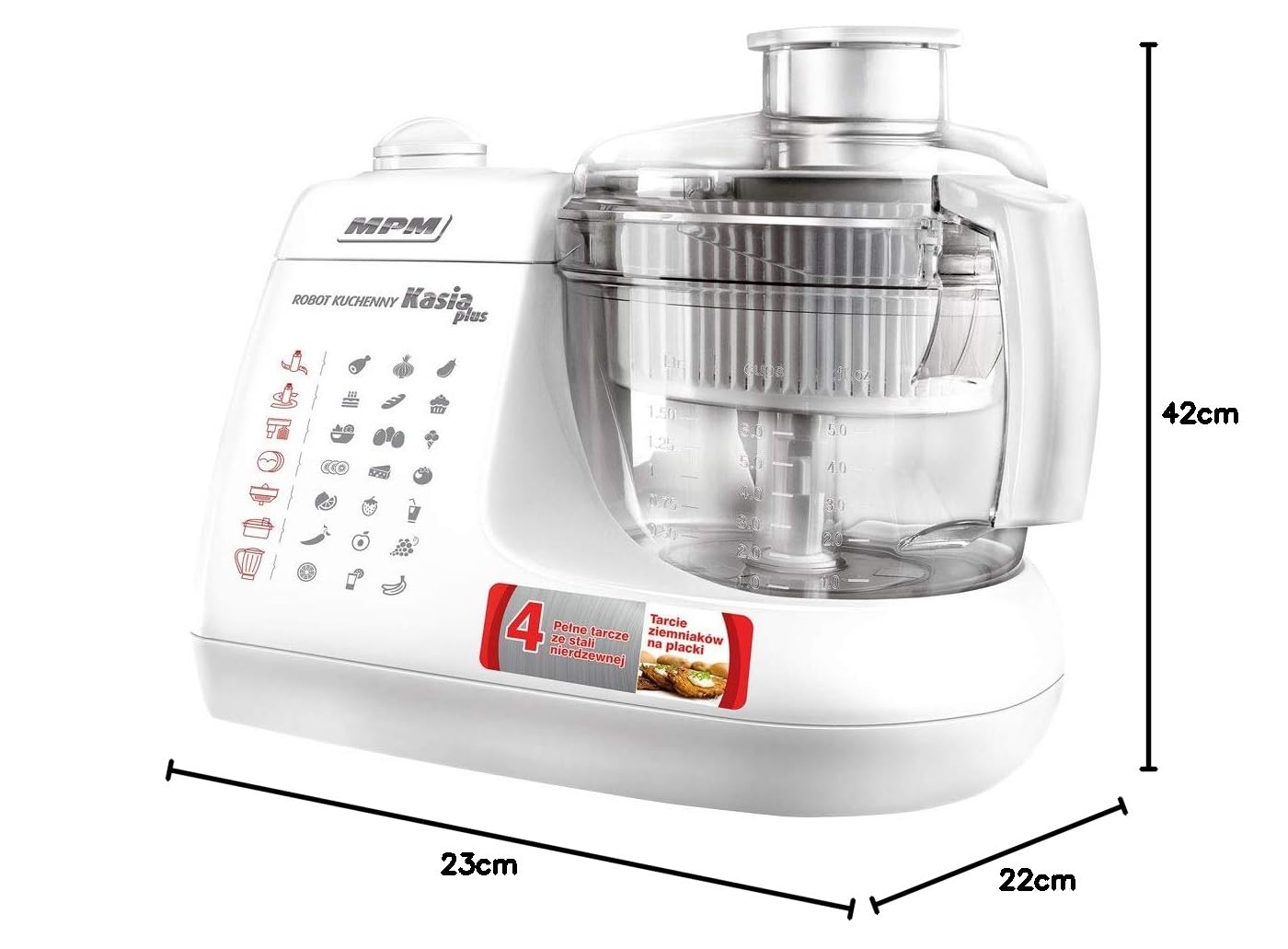 MPM MRK-11 robot cucina bianco 800W 1,5 L 8 accessori