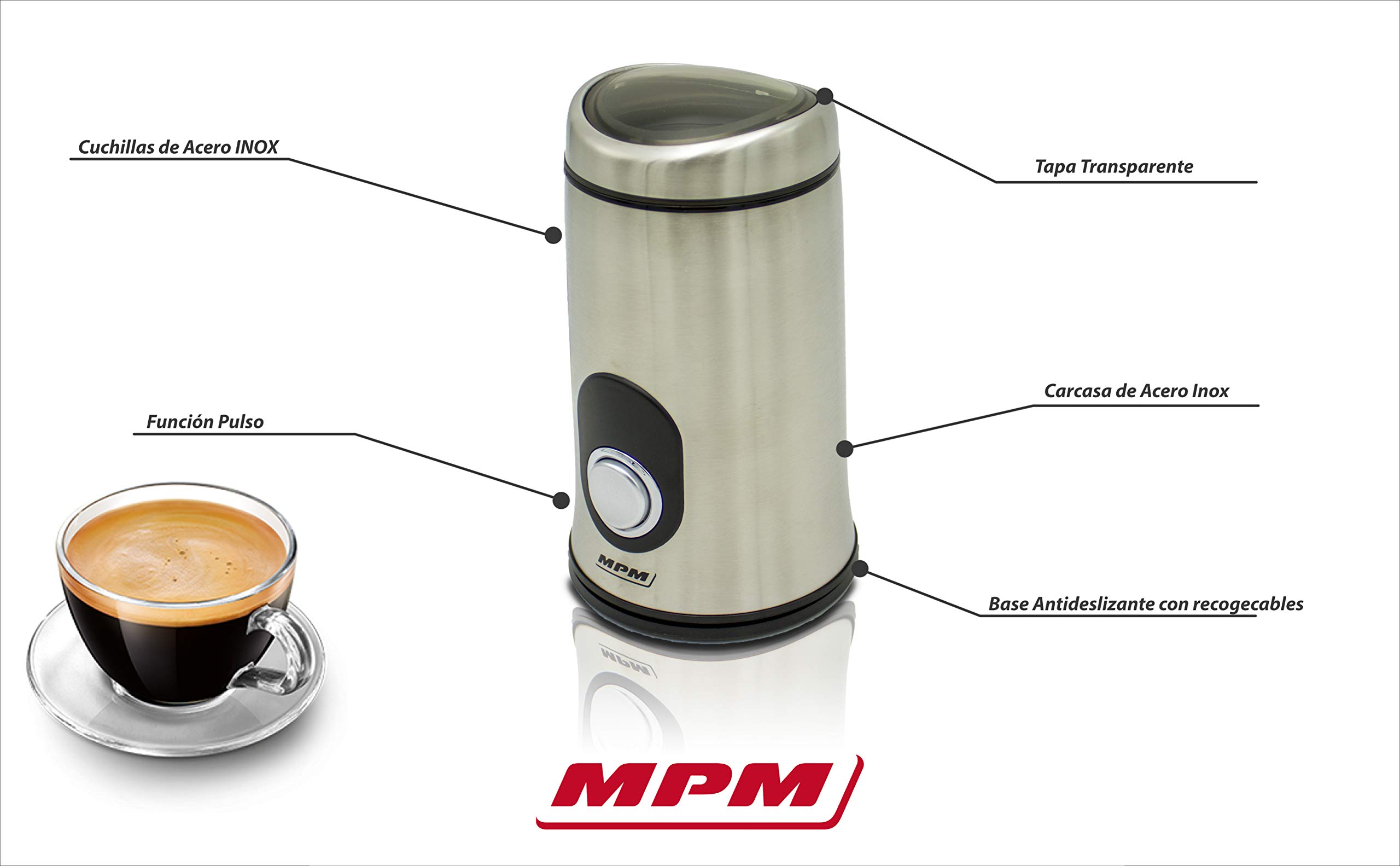 MPM MMK-02M macinacaffè elettrico 50 g 150 W inox