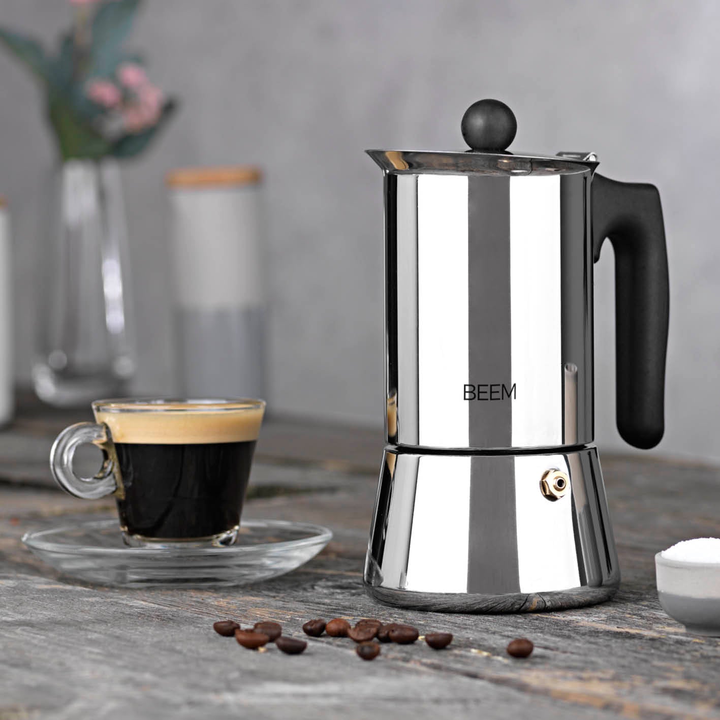 Beem Espressokocher moka acciaio 4 tazze induzione