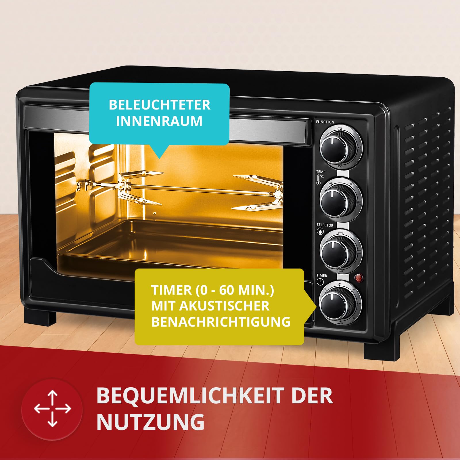 MPM MPE-05/T mini forno 32 L 1600W girarrosto nero