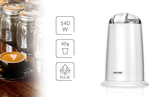 MPM MMK-07 Macinacaffè Elettrico 40 g Bianco 140W