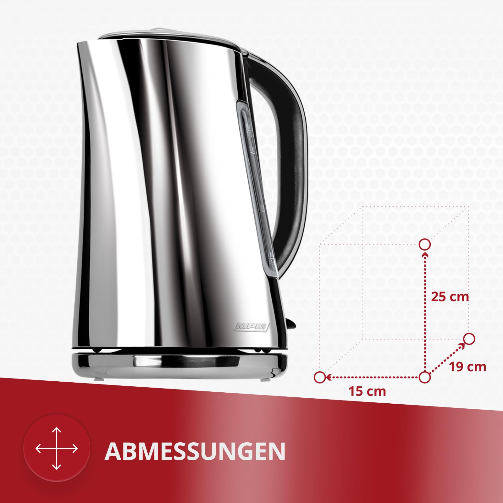 MPM MCZ-71P Bollitore Elettrico 1,7 L 2200W Acciaio Inox