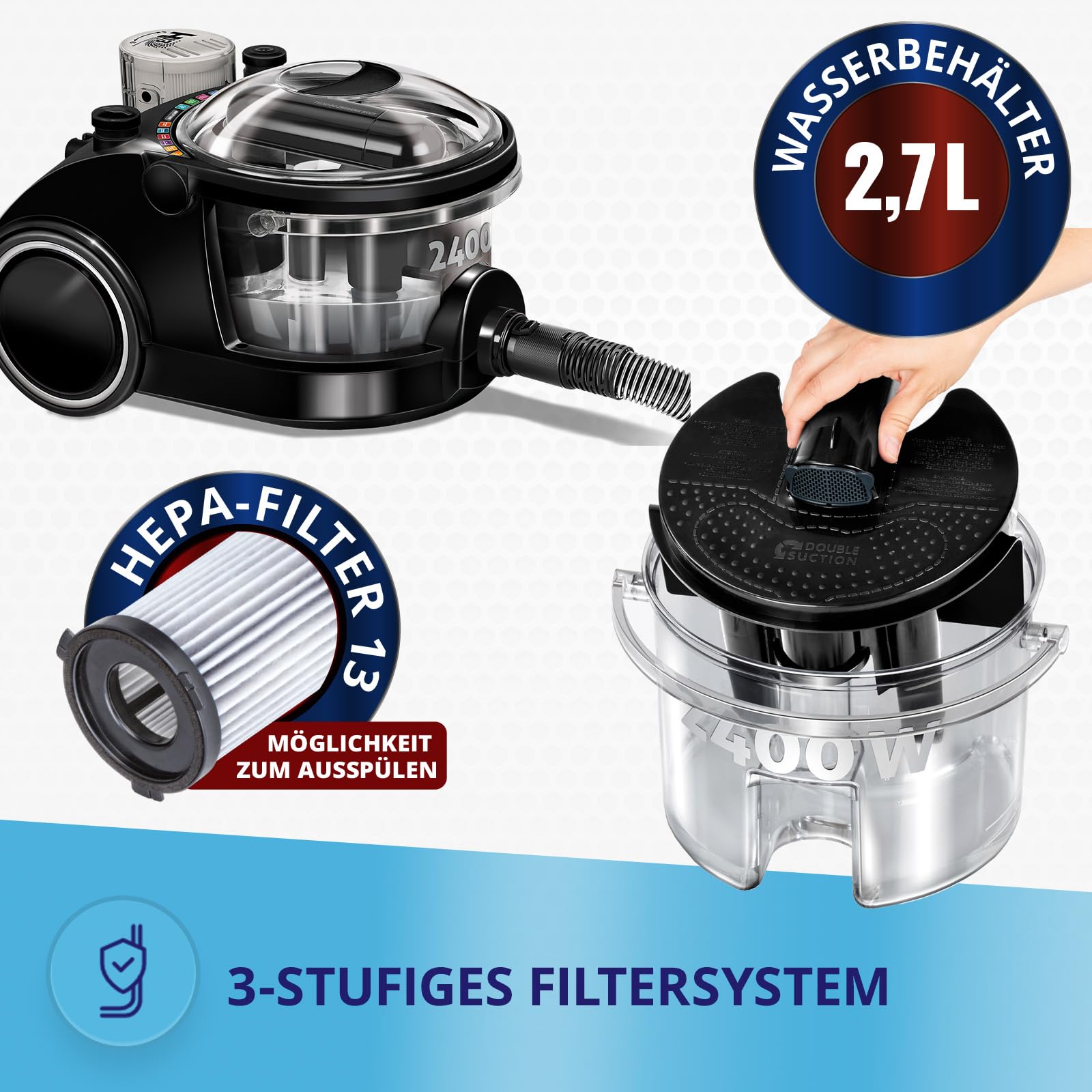 MPM Bora MOD-47 Aspirapolvere Filtro Acqua 2400W
