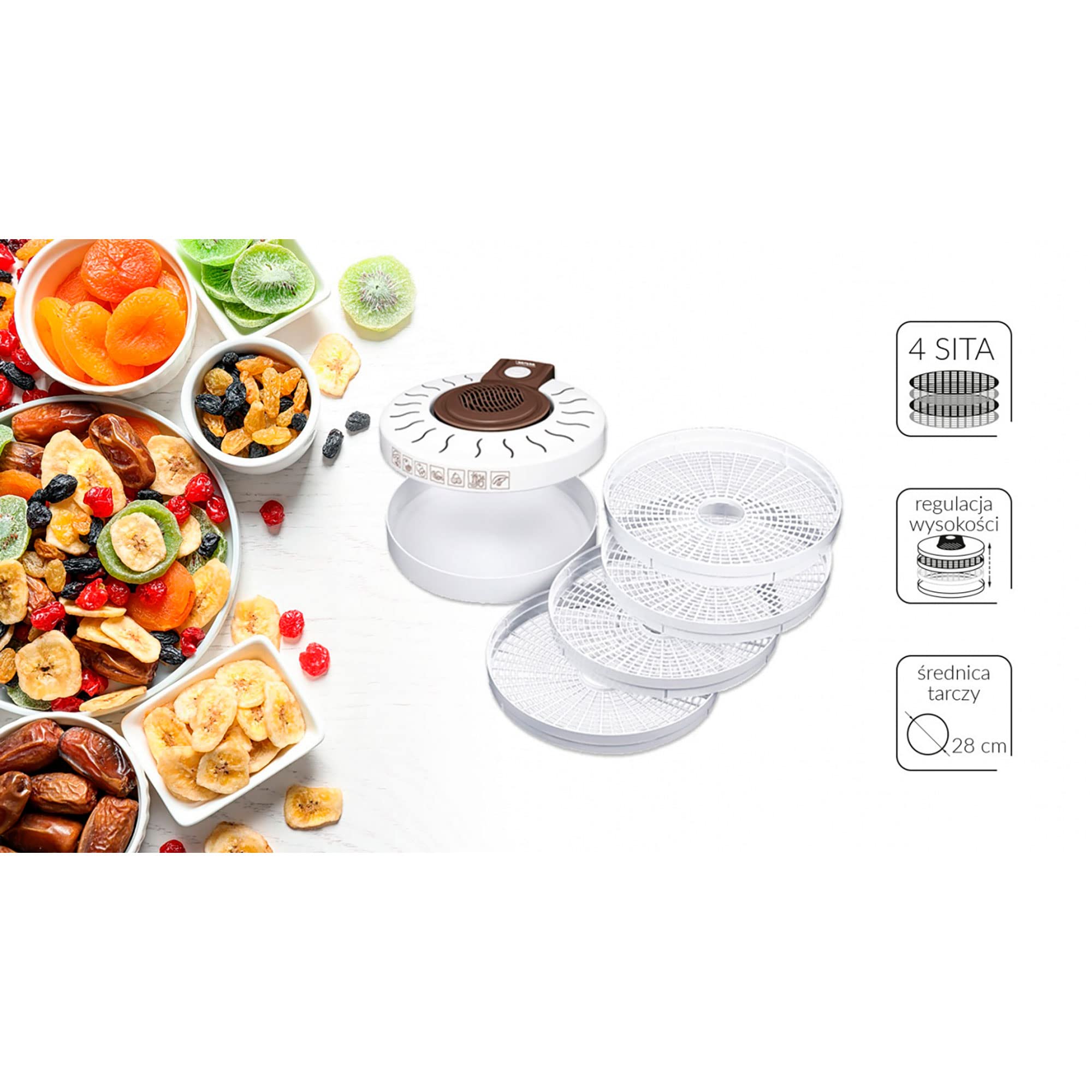 MPM MSG-17 Essiccatore 4 Vassoi 250W Bianco Funghi