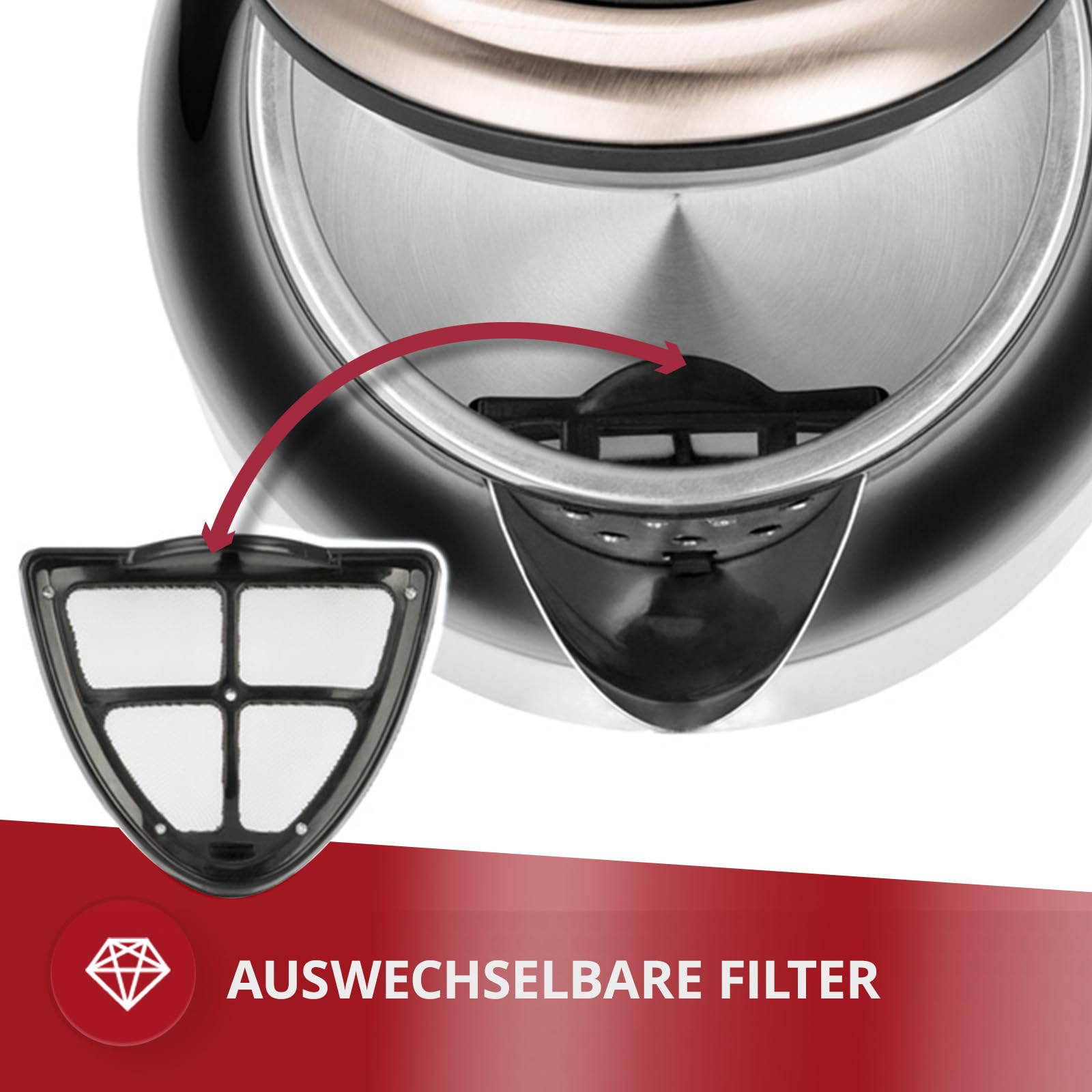 MPM MCZ-91M Bollitore Elettrico 1,7L Acciaio 2000W