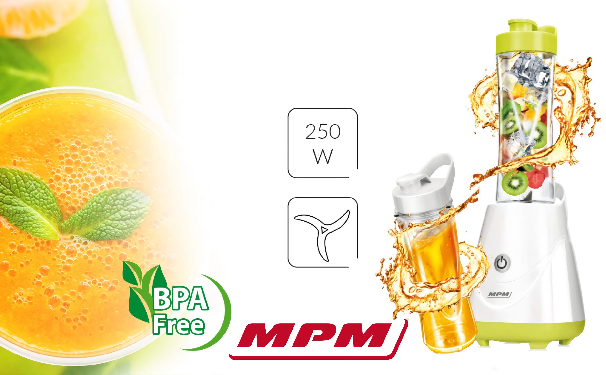 MPM MBL-20 Frullatore Personale 600 ml 250W Bianco