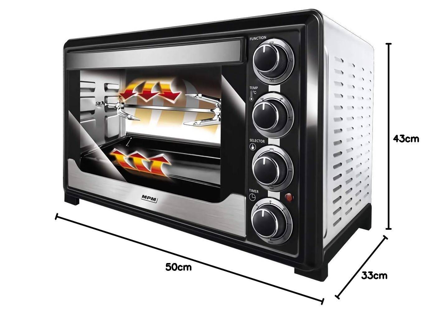 MPM MPE-06/T Forno Elettrico Ventilato 32 L 1600W Girarrosto