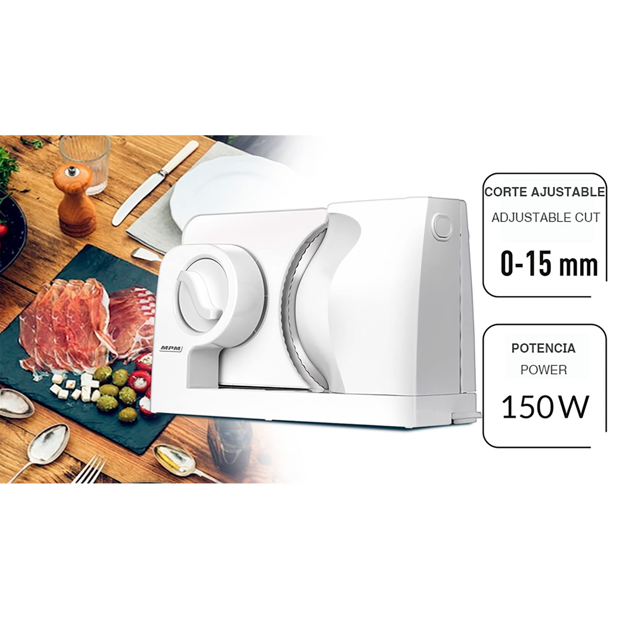 MPM MKR-05 affettatrice bianca 150W lama 17 cm 15 mm