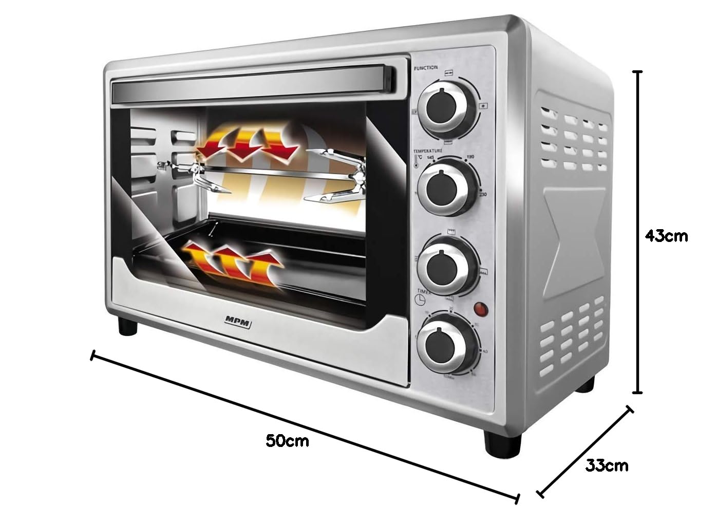 MPM MPE-08/T Fornetto 45L 2000W Girarrosto Acciaio