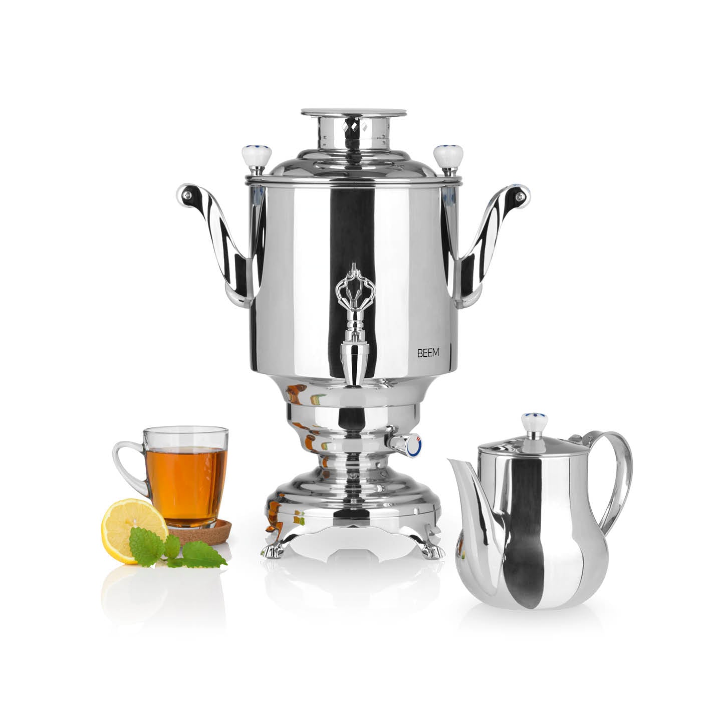 Beem Romanov Samovar 5 L in Acciaio con Teiera 1,3 L