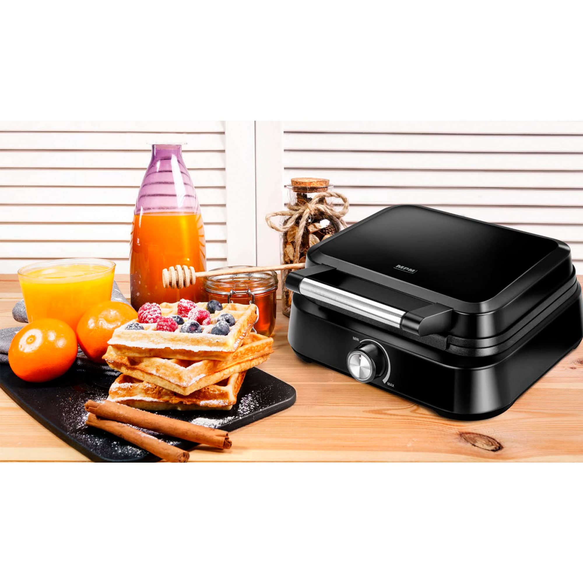 MPM MGO-40 Waffle Maker 2 Cialde 1500W Nero