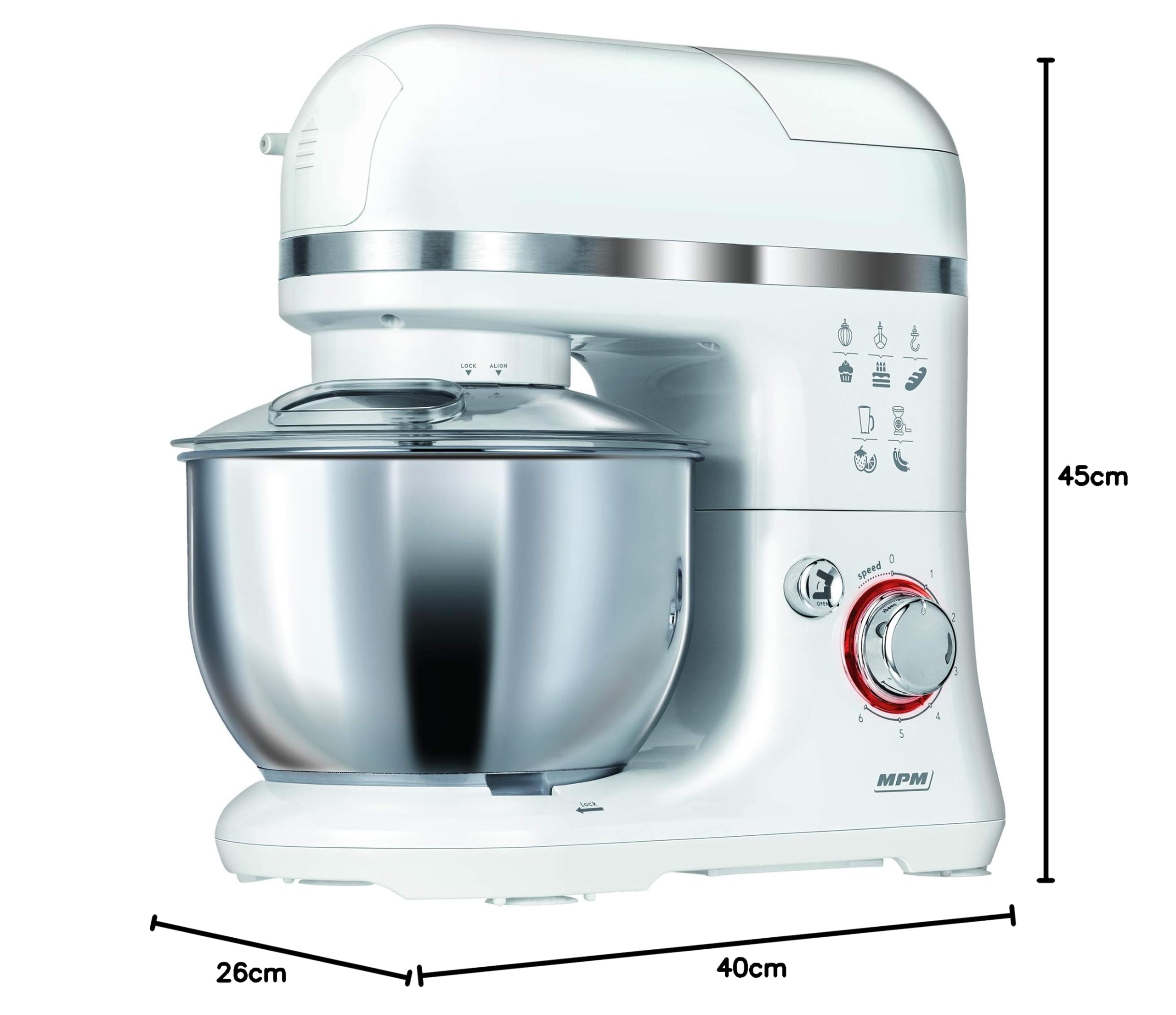 MPM MRK-15 Robot da Cucina 3 in 1 1200W con Tritacarne