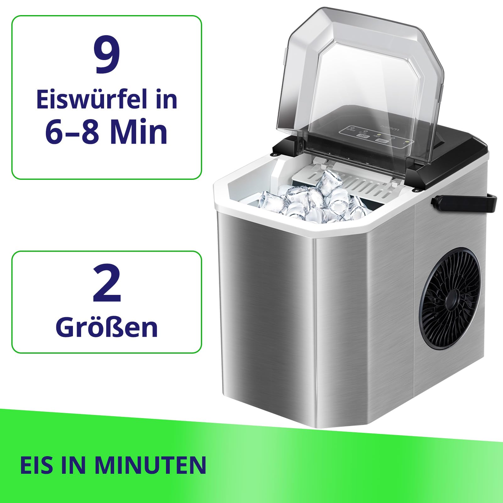 MPM Macchina Ghiaccio 12kg/24h Argento 1,2L 150W
