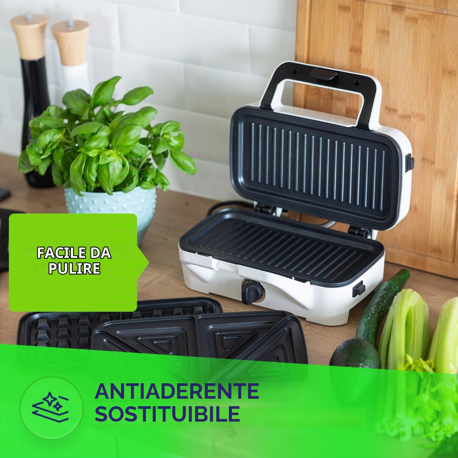 MPM MOP-33M sandwich maker 3 in 1 piastre 1200W