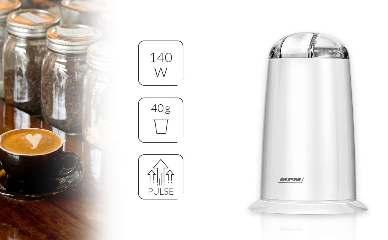 MPM MMK-07 Macinacaffè Elettrico 40 g Bianco 140W
