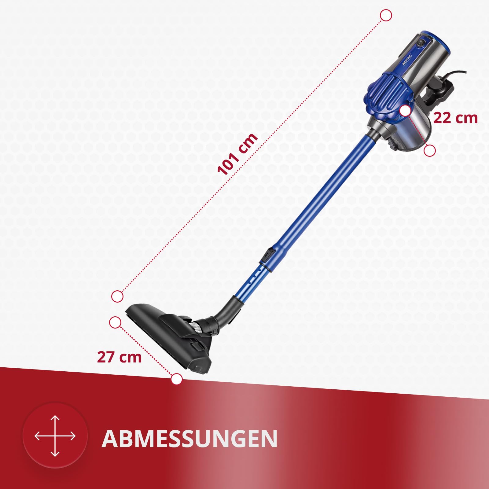 MPM MOD-34 Aspirapolvere Stick Senza Sacco 0,7 L