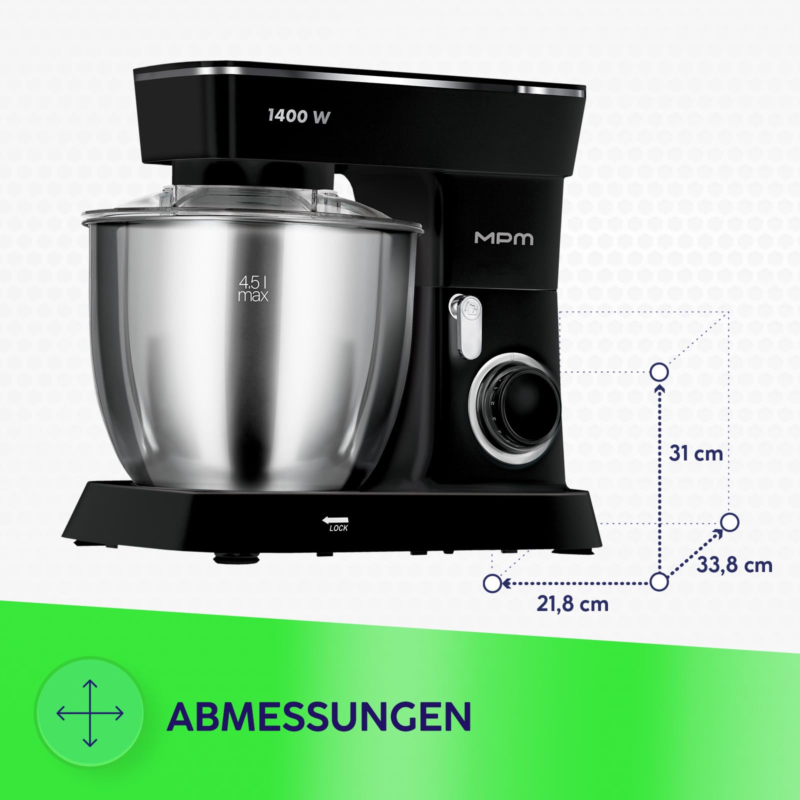 MPM MRK-25 Robot Cucina Planetario 1400W 4,5 L