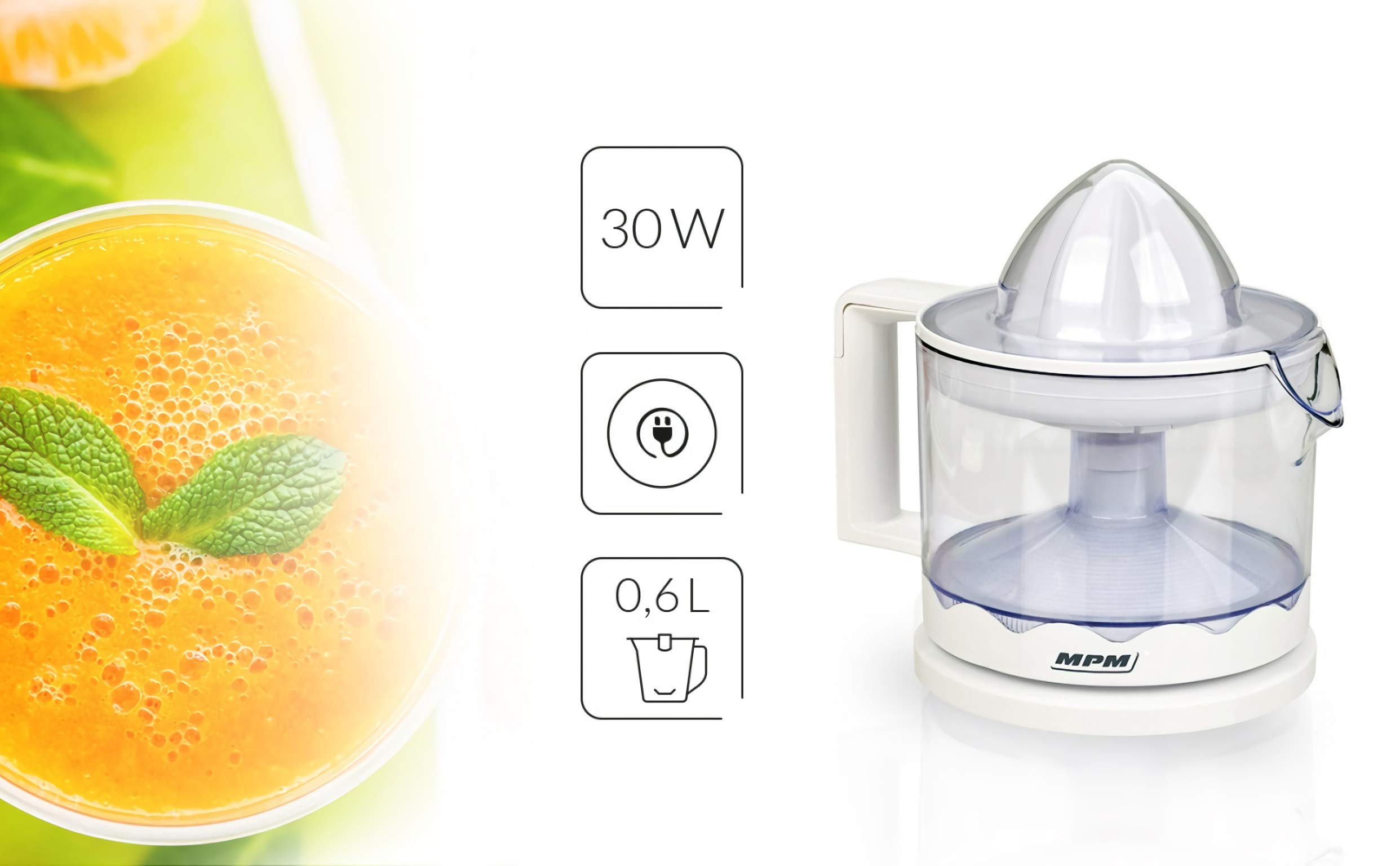MPM MWC-02 Spremiagrumi Elettrico 600 ml Doppia Rotazione