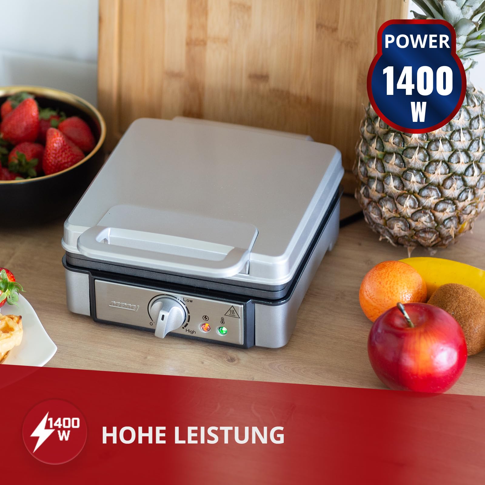 MPM MGO13 waffle maker 2 cialde belghe inox 1400W