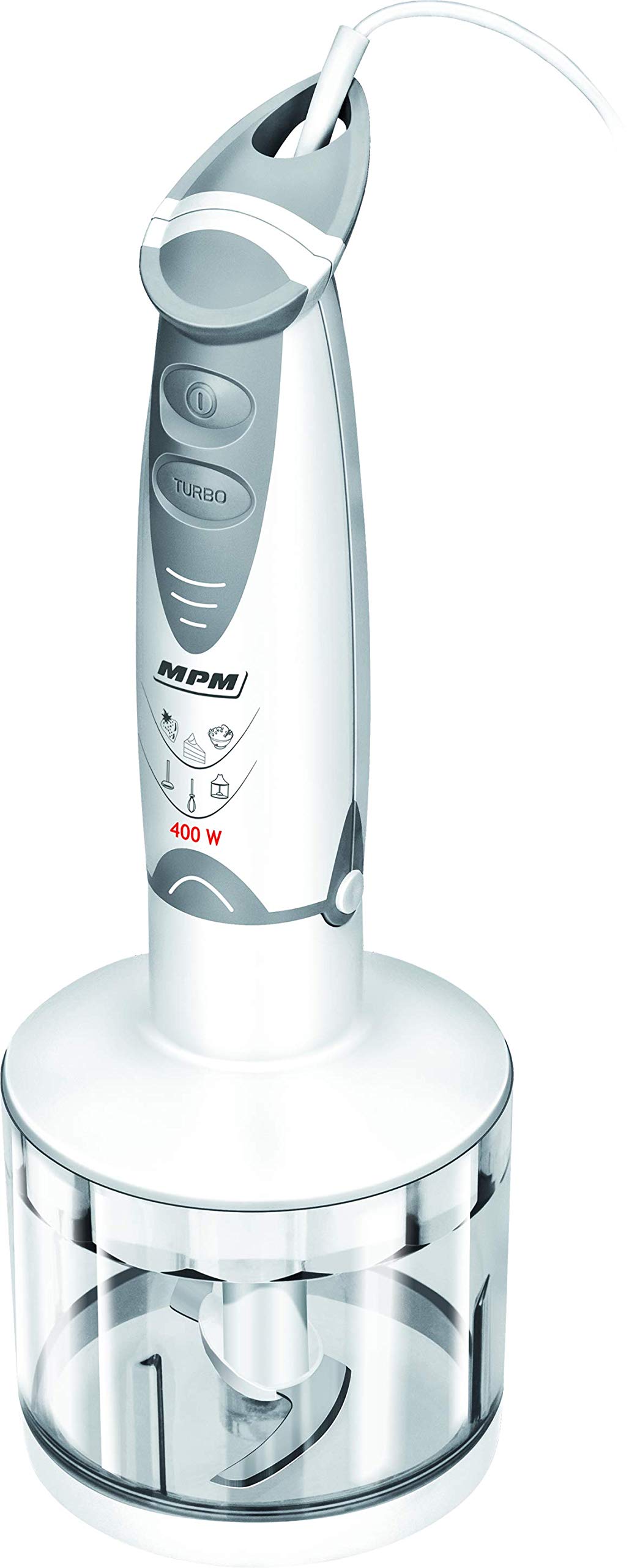 MPM MBL-03 Frullatore Immersione 400W Turbo Acciaio