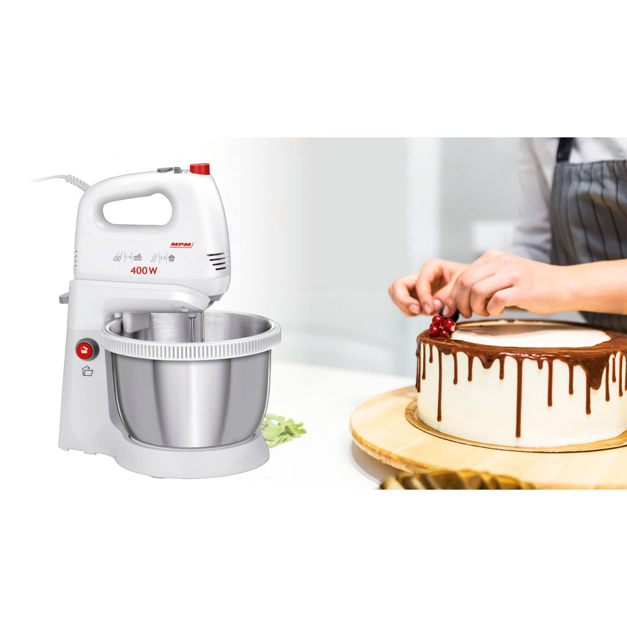 MPM MMR-21Z Sbattitore con Ciotola 3,5 L 400W Bianco