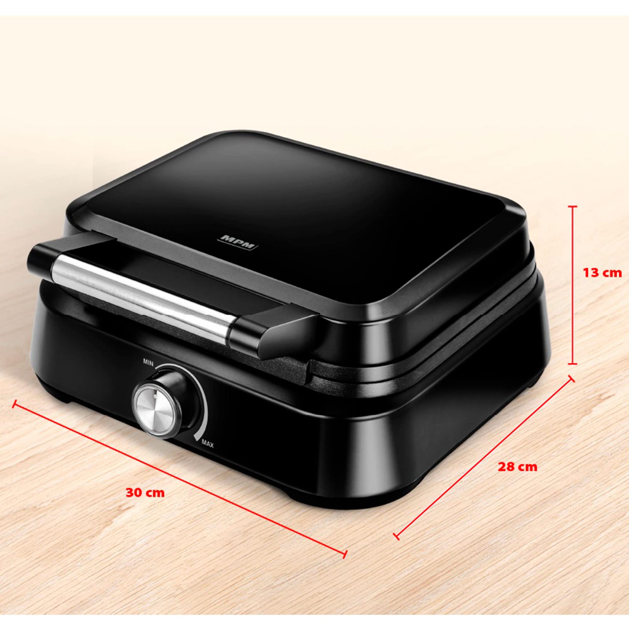 MPM MGO-40 Waffle Maker 2 Cialde 1500W Nero