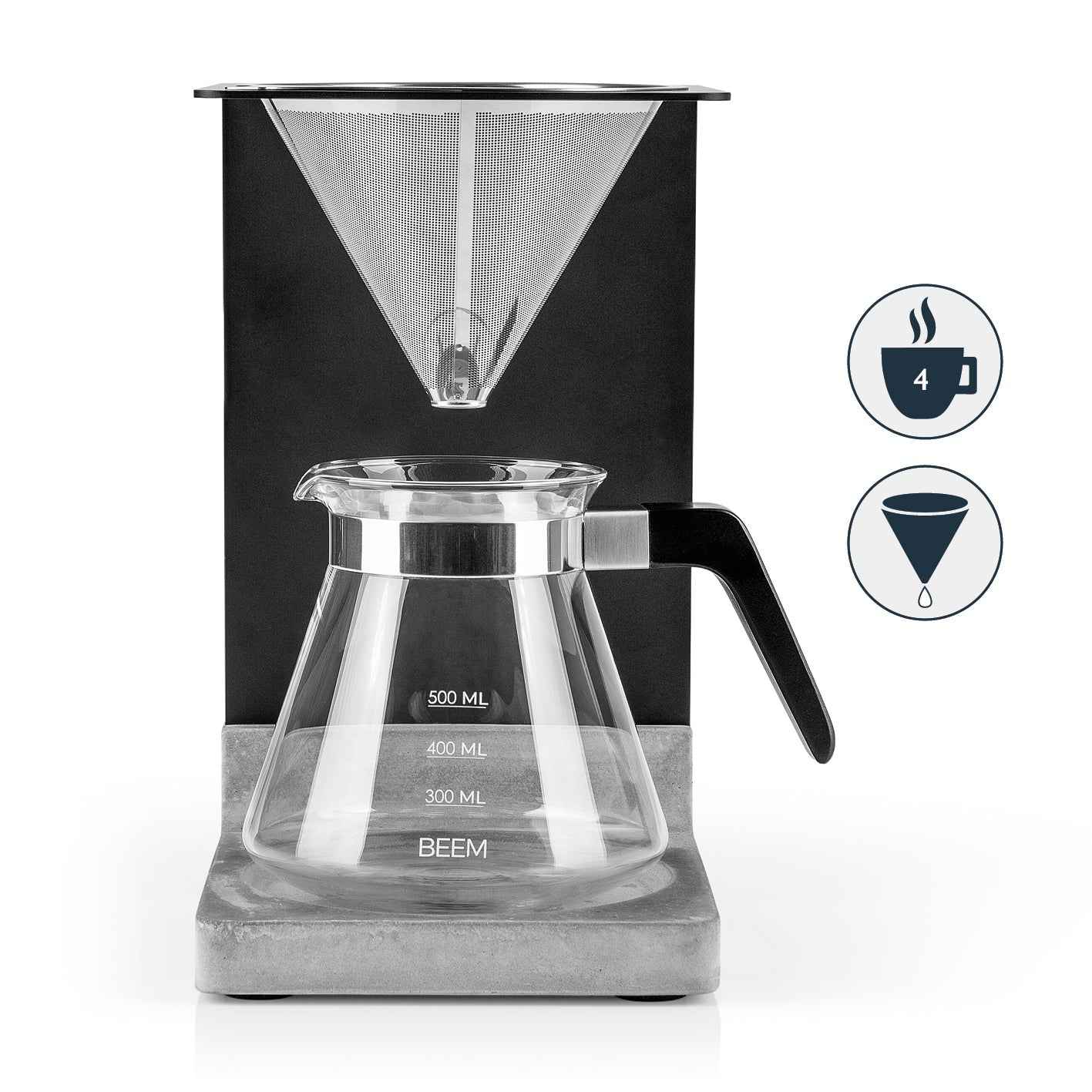 Beem Pour Over set caffettiera 0,5 L 4 tazze base cemento