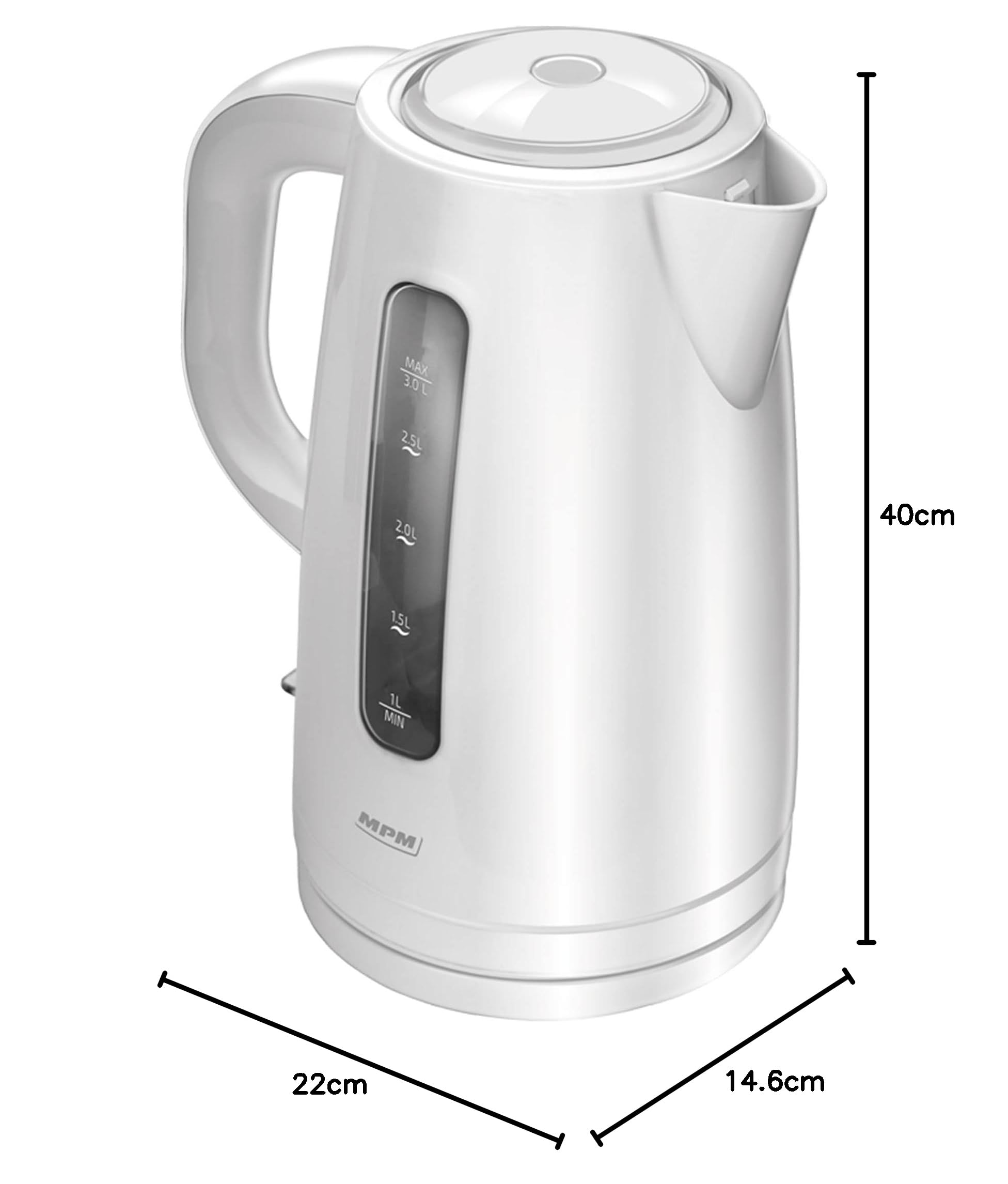 MPM MCZ-101 Bollitore Elettrico 3 L Bianco 2200W