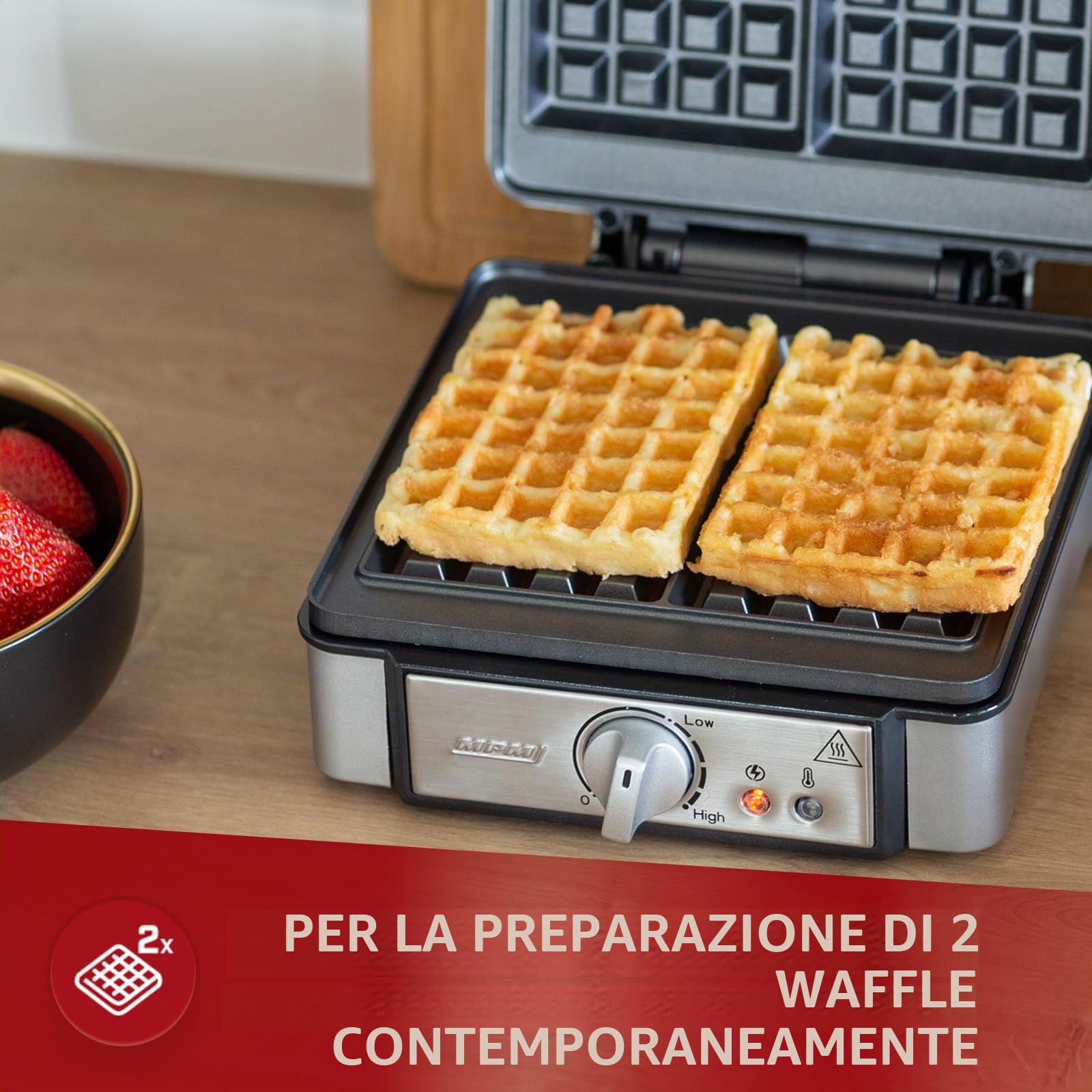 MPM MGO13 waffle maker 2 cialde belghe inox 1400W