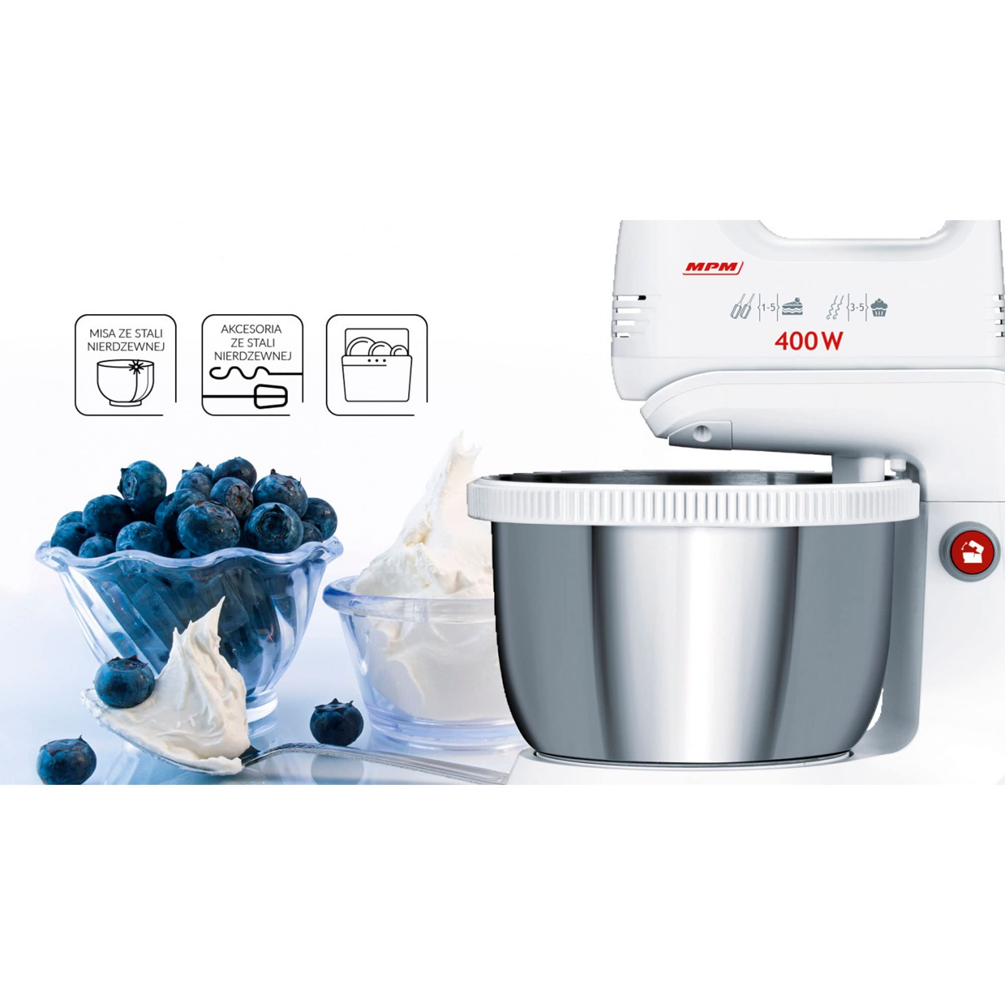 MPM MMR-21Z Sbattitore con Ciotola 3,5 L 400W Bianco
