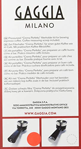 Gaggia Crema Perfetta Portafiltro Pressurizzato Nero Cilindrico