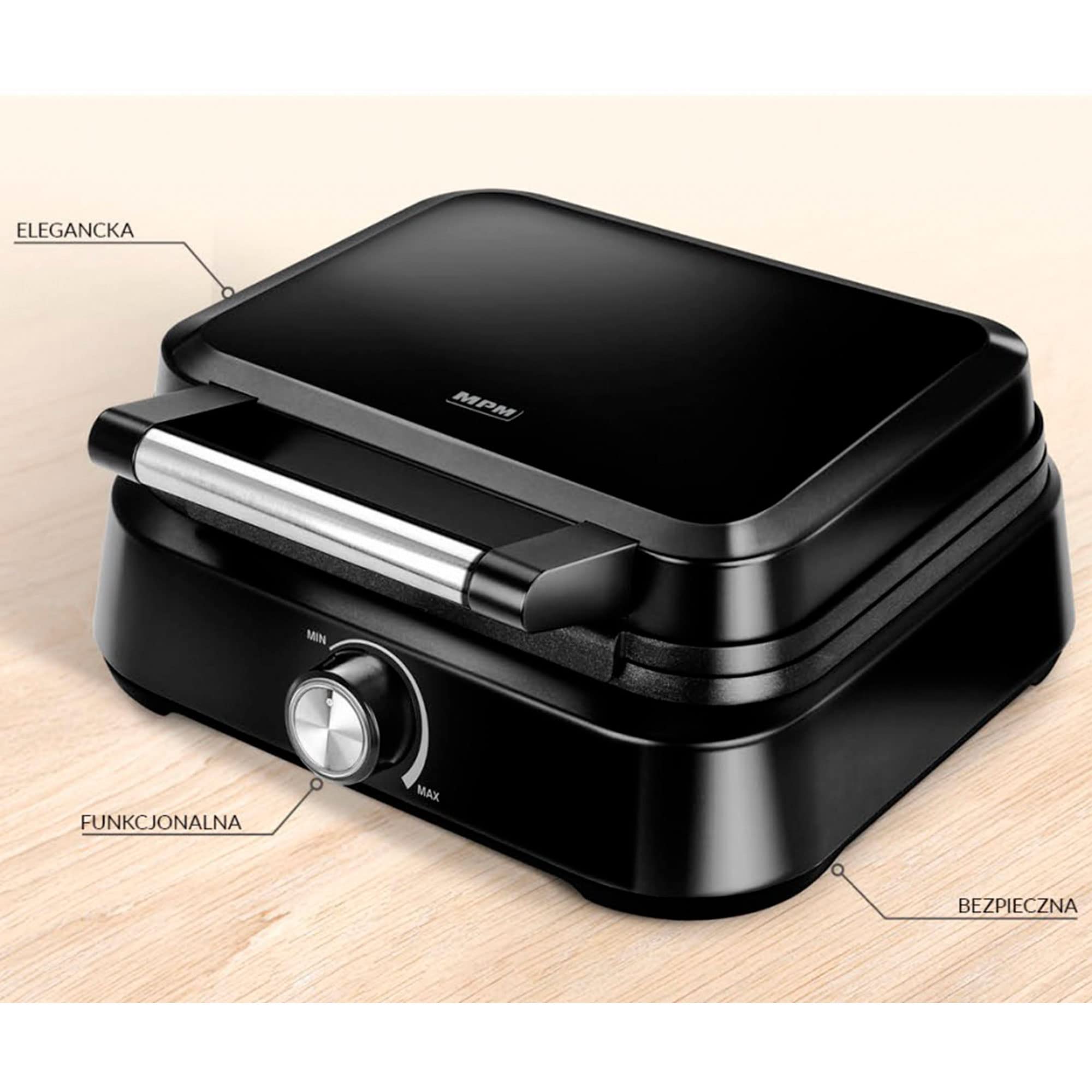 MPM MGO-40 Waffle Maker 2 Cialde 1500W Nero