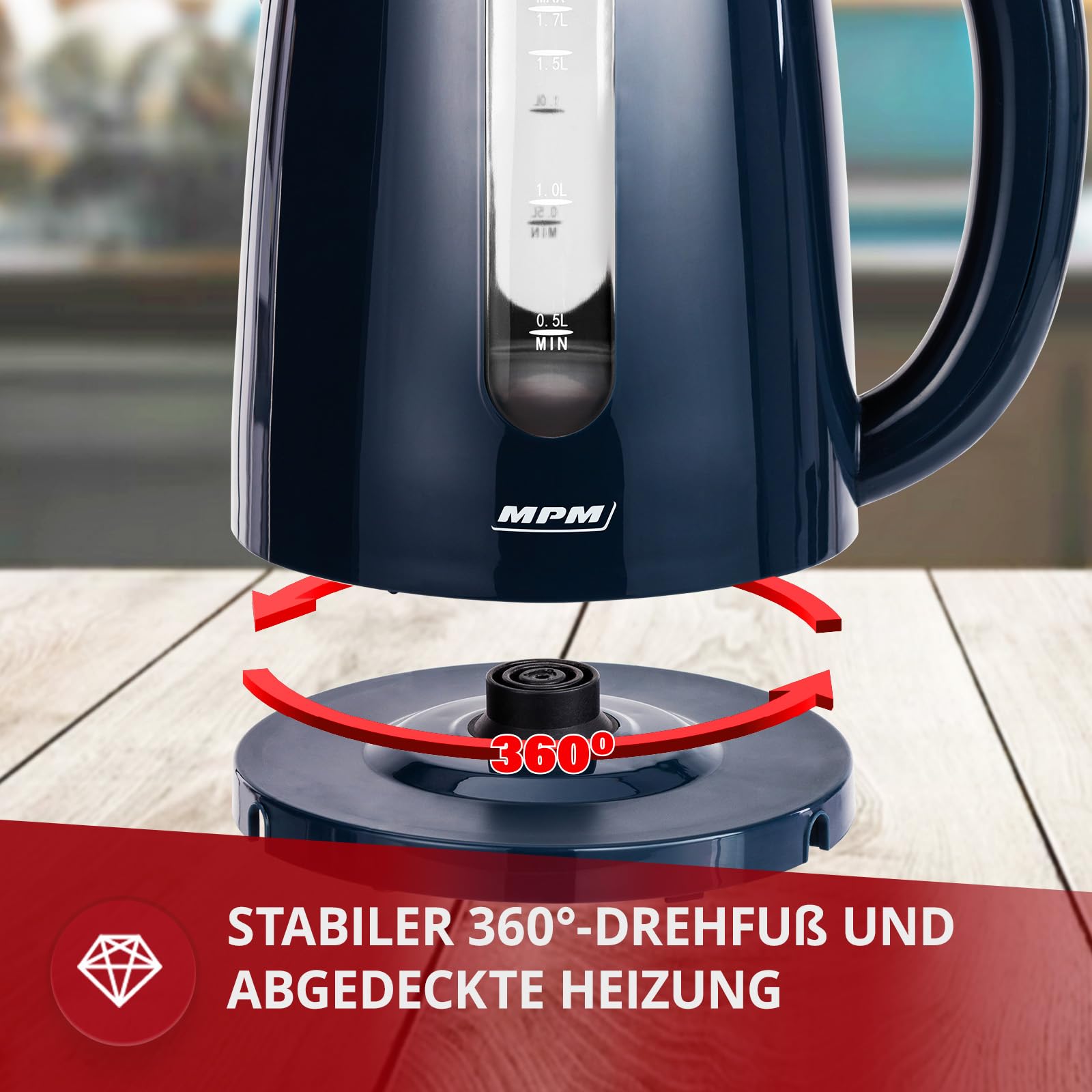 MPM MCZ-85/G1 Bollitore Elettrico 1,7L Nero 2200W