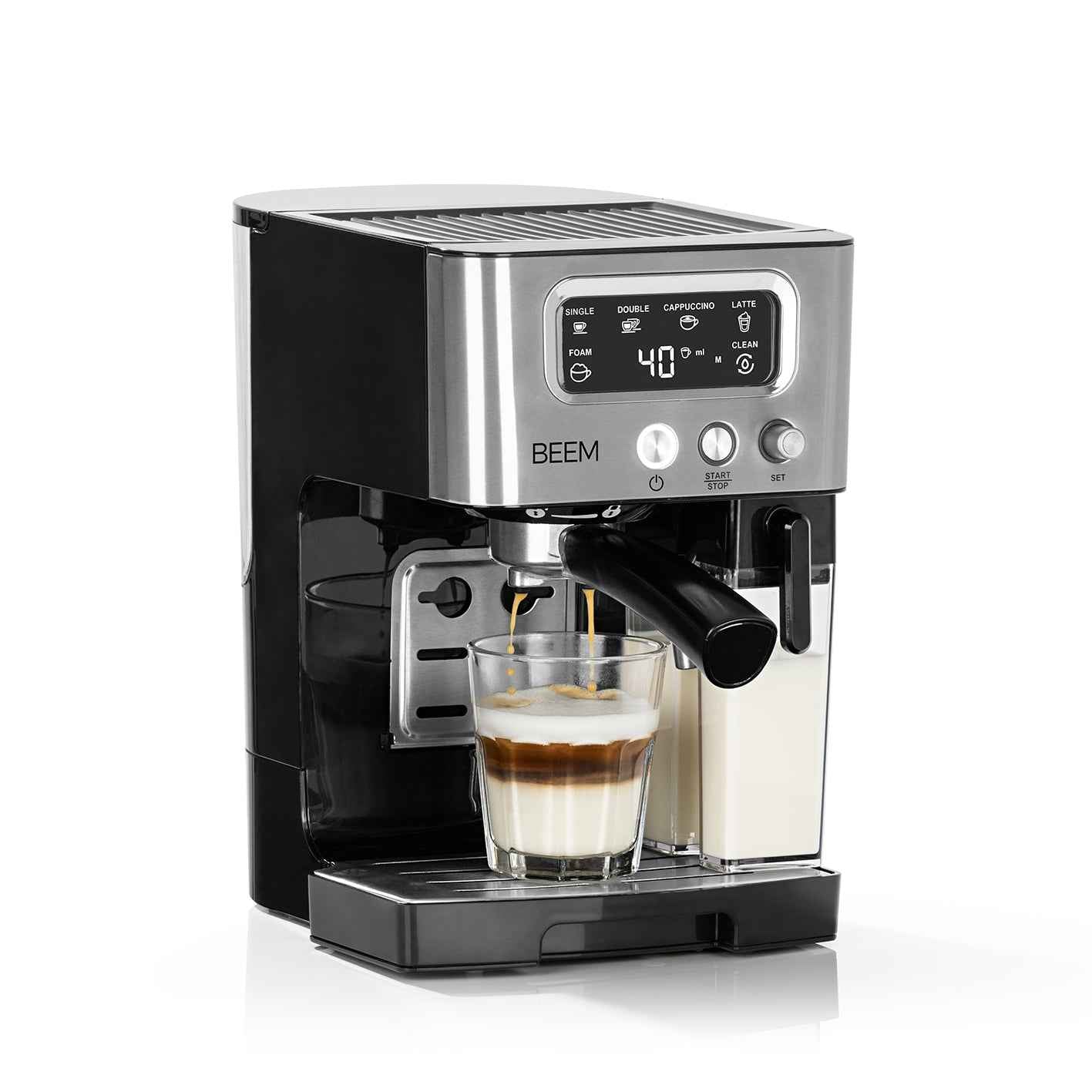 Beem Espresso-Latte Macchina Caffè 15 bar con Latte 1,4 L