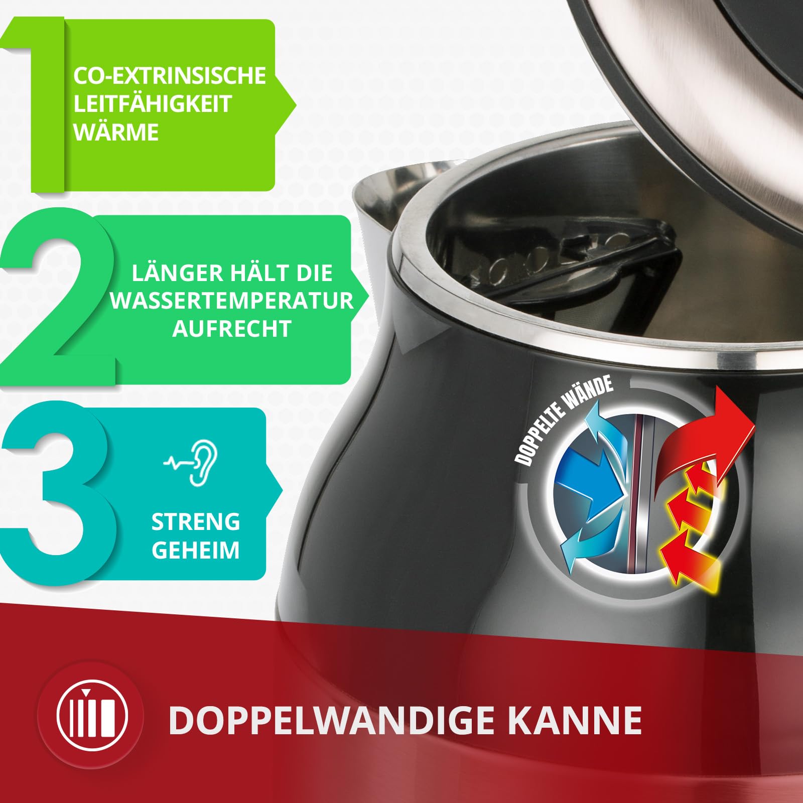 MPM MCZ-91M Bollitore Elettrico 1,7L Acciaio 2000W