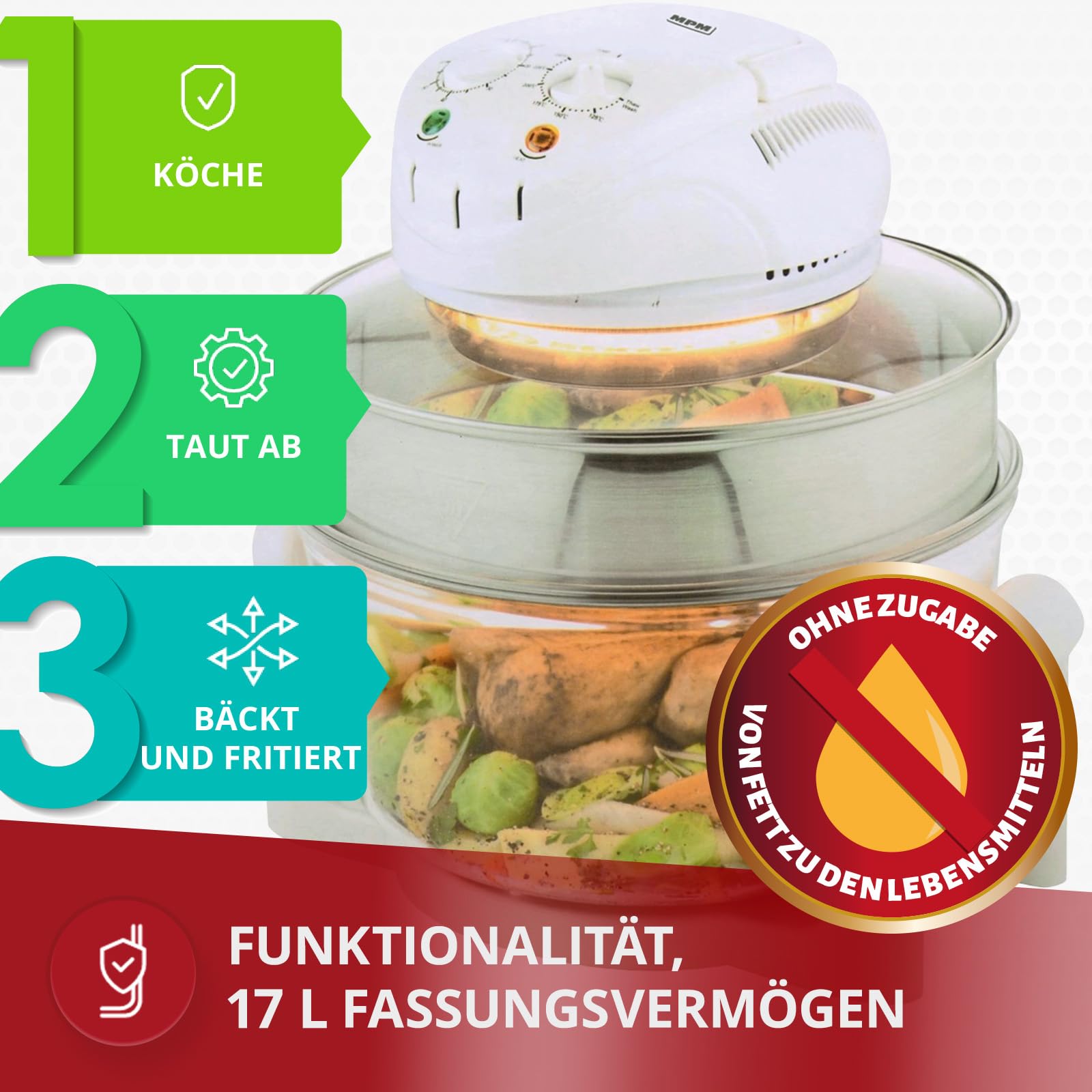 MPM MKO-01 Forno Alogeno Convezione 12 L 1400W con Timer