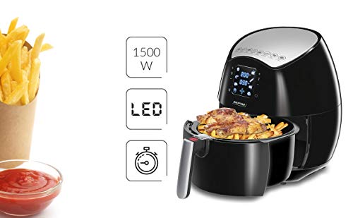 MPM MFR-06 Friggitrice ad Aria 4,5 L Nera 1500W 8 Programmi